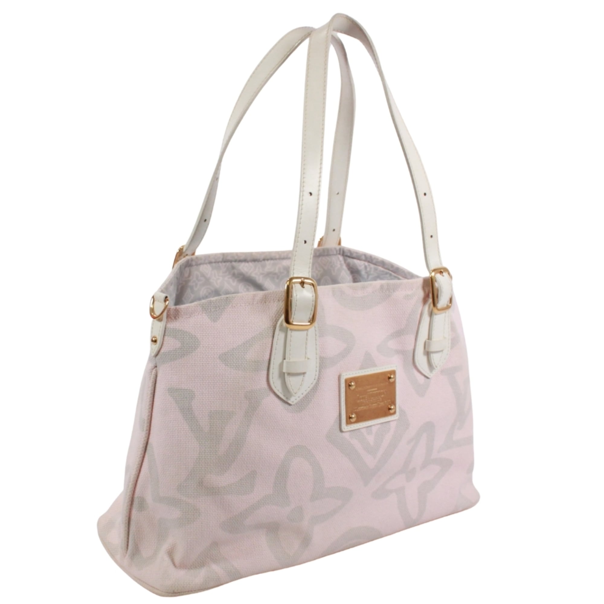 Louis Vuitton Pink Canvas Leather Tote Bag (Pre-Owned)