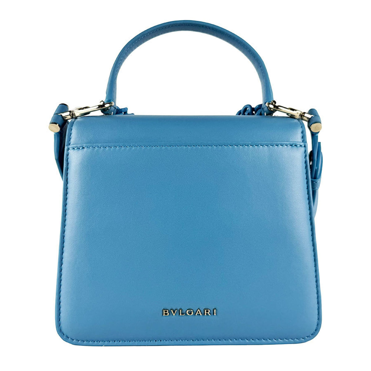Bvlgari Blue Leather Handbag Shoulder Bag (Pre-Owned)