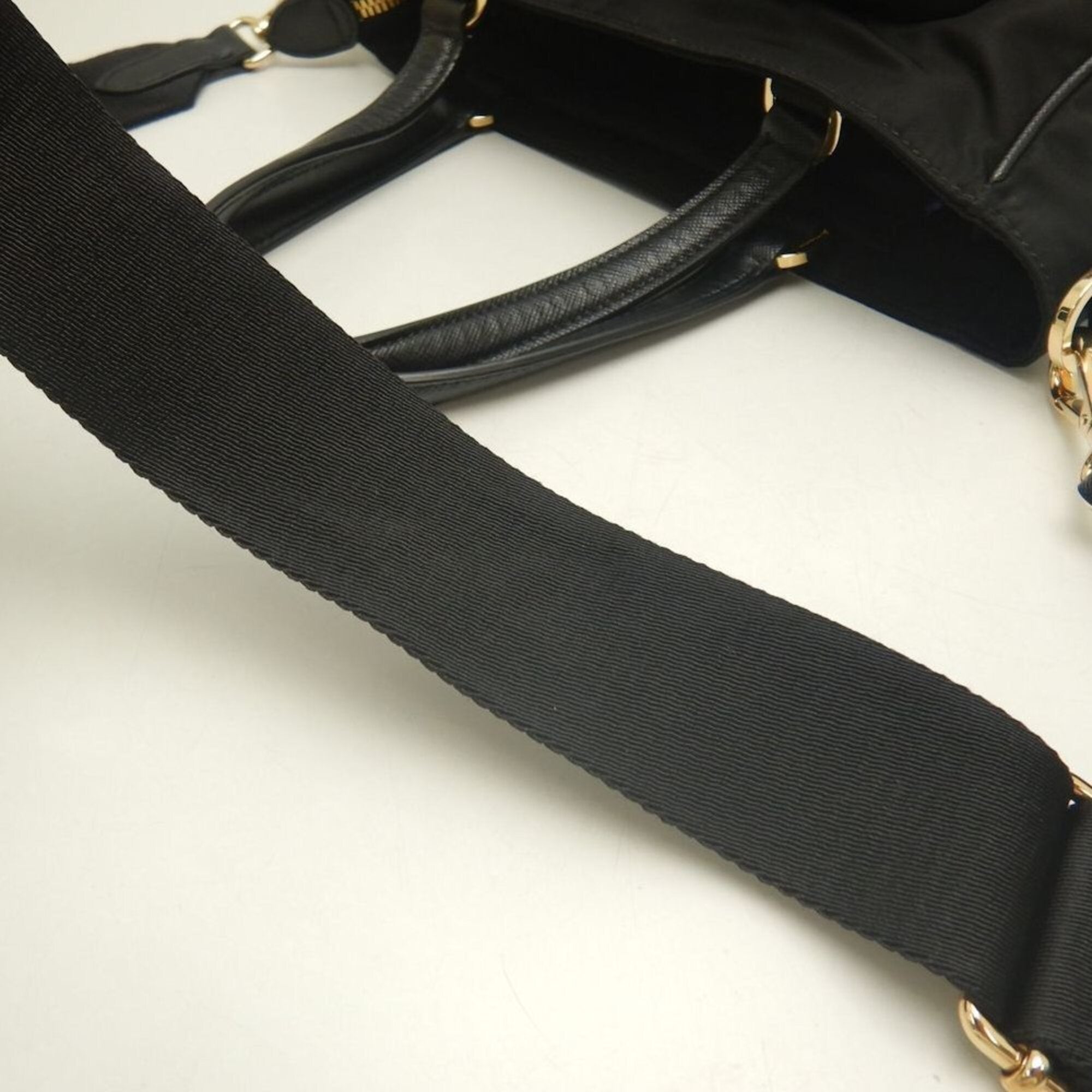 Prada Black Nylon Leather Handbag (Pre-Owned)