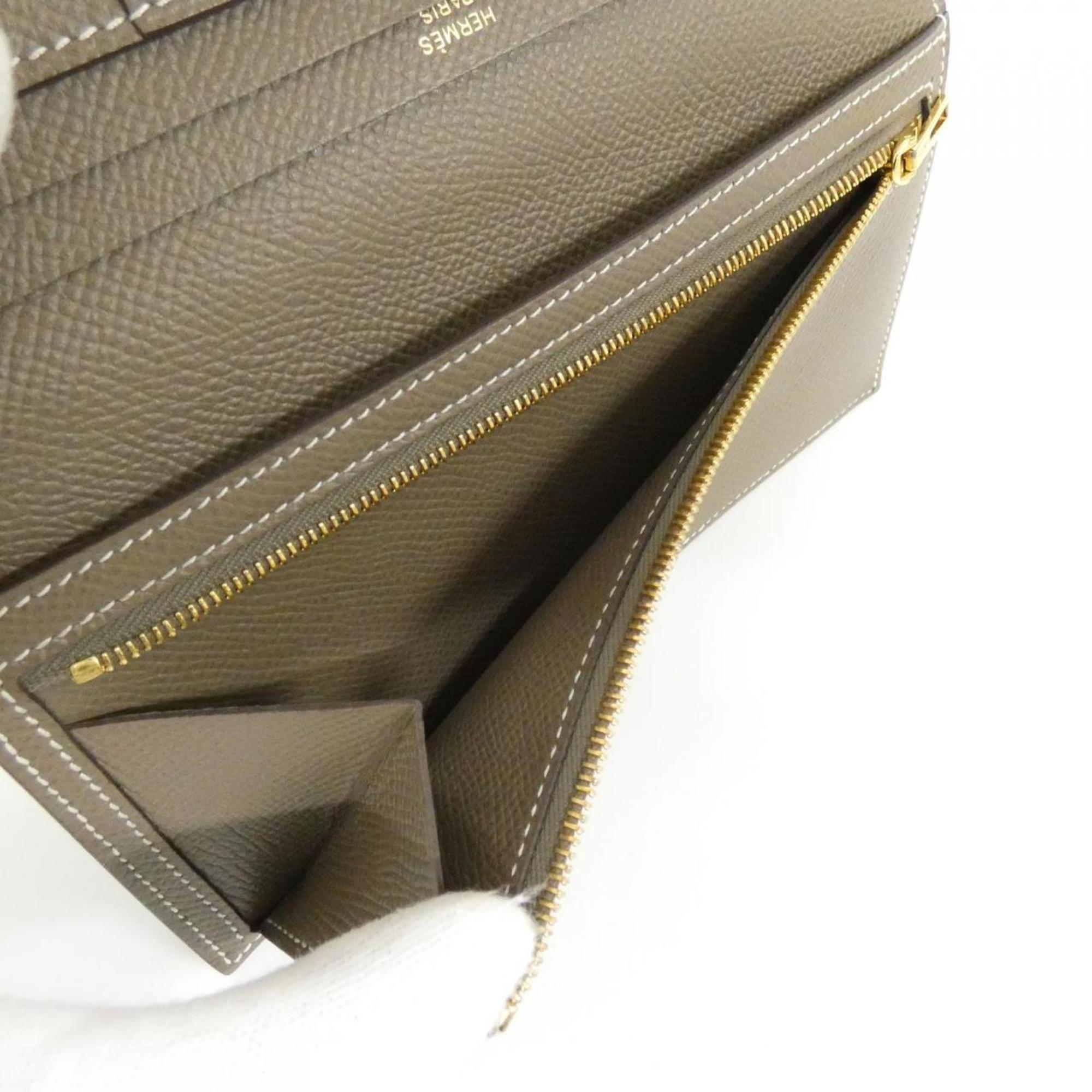 Hermes Etoupe Gray Epsom Leather Long Wallet (Bi-Fold) (Pre-Owned)