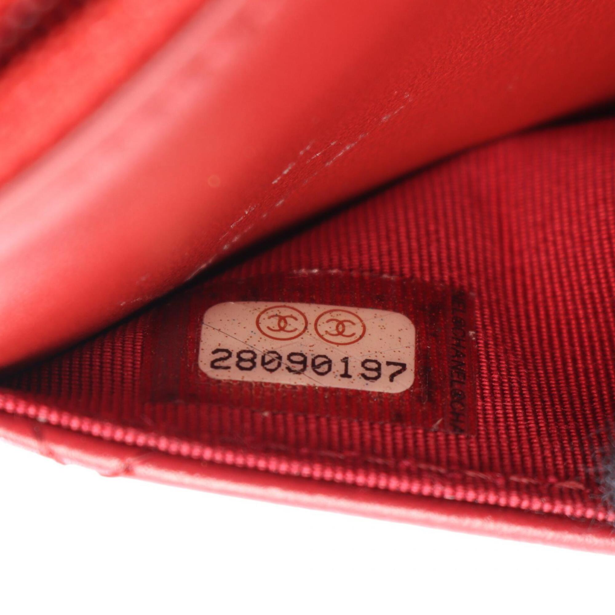 Chanel Red Color Leather Handbag Shoulder Bag (Pre-Owned)