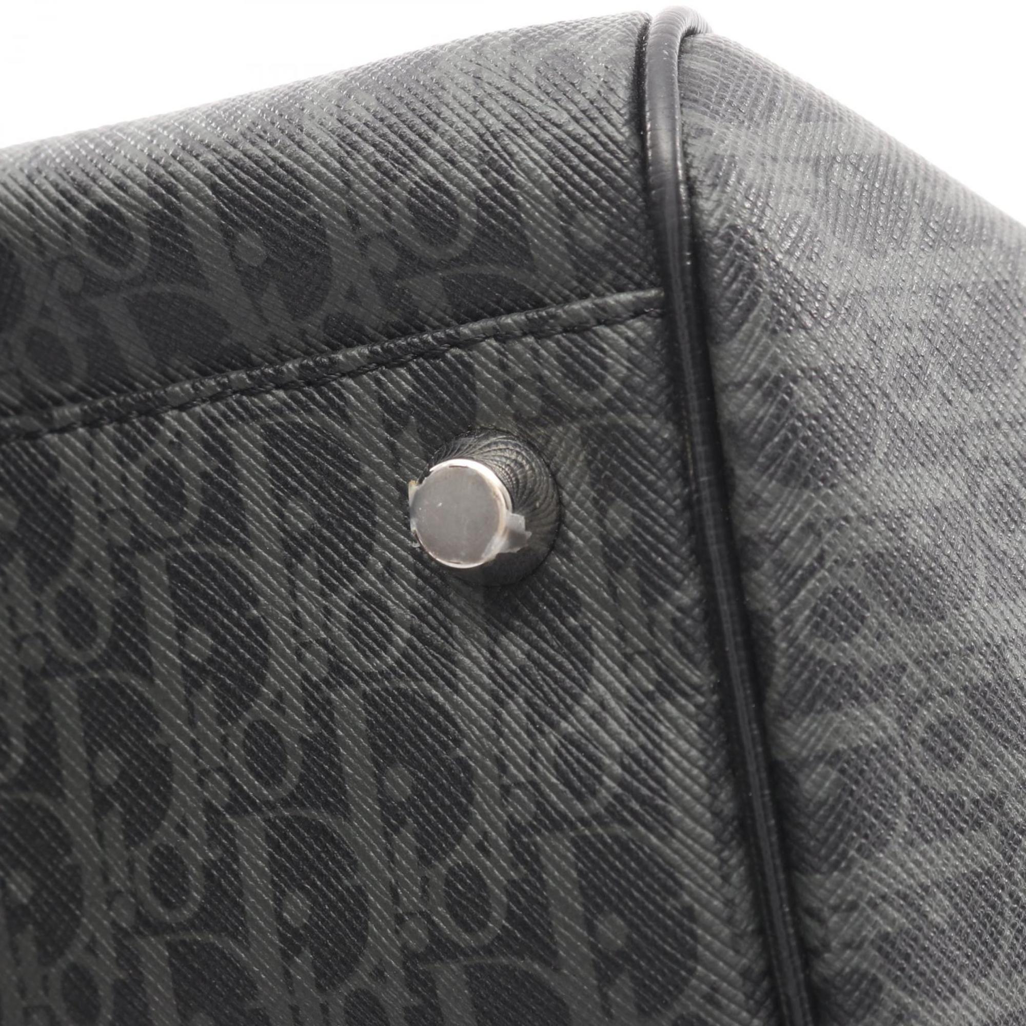 Christian Dior Black Gray White Coated Canvas Leather Fanny Pack Sling Bag (Pre-Owned)