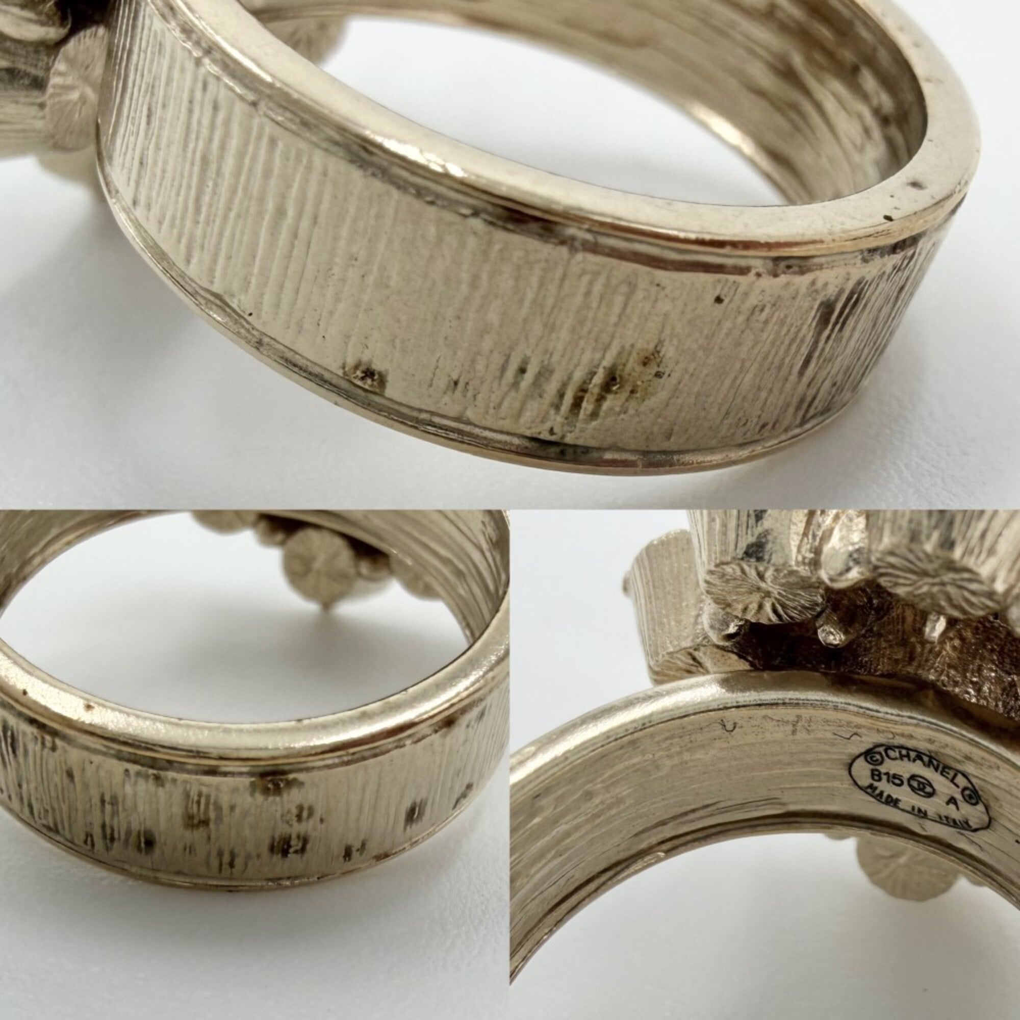 Chanel Gold Plating Rhinestone Band Ring (Pre-Owned)