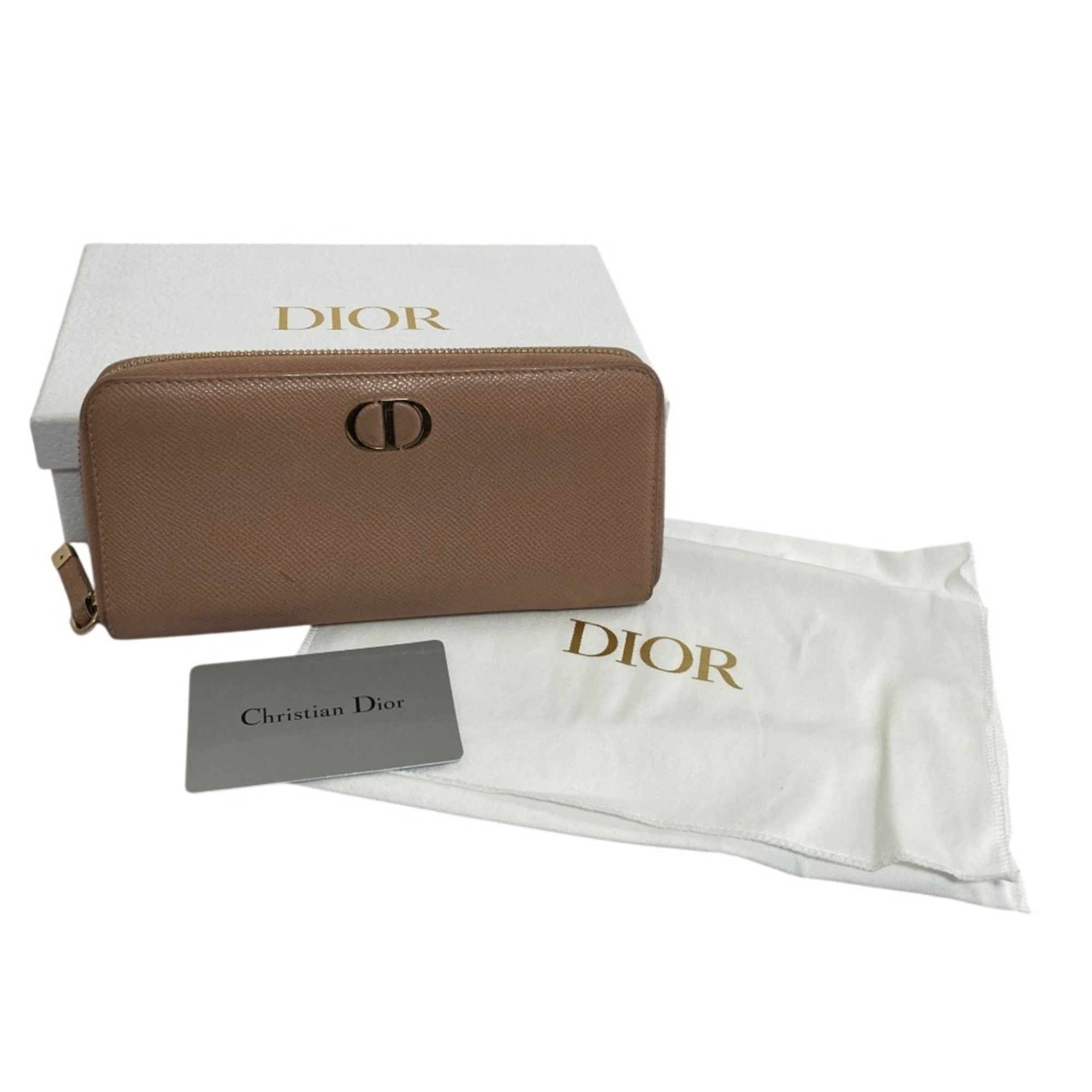 Christian Dior Beige Leather Long Wallet (Bi-Fold) (Pre-Owned)