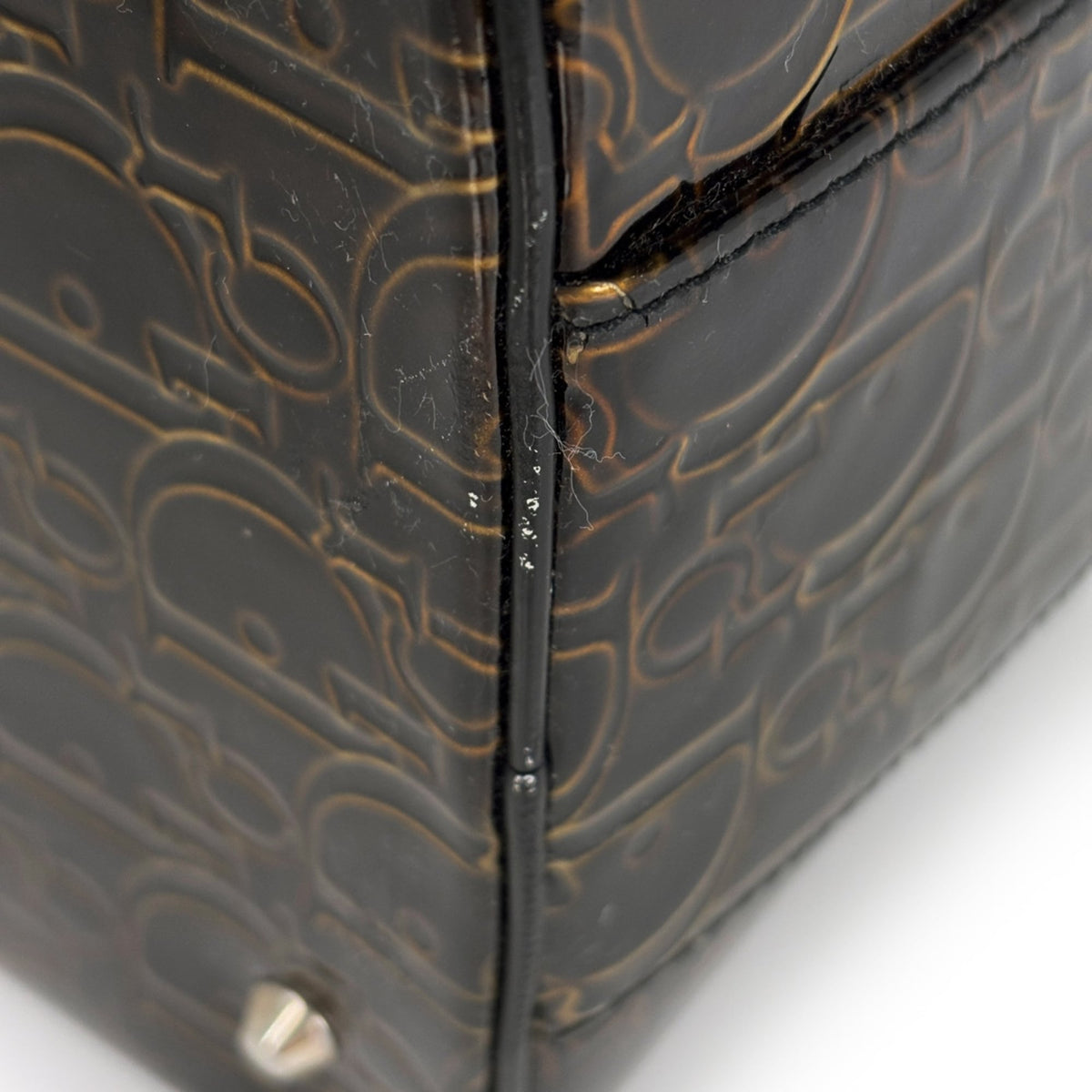 Christian Dior Trotter Bronze Patent Leather Pouch (Pre-Owned)