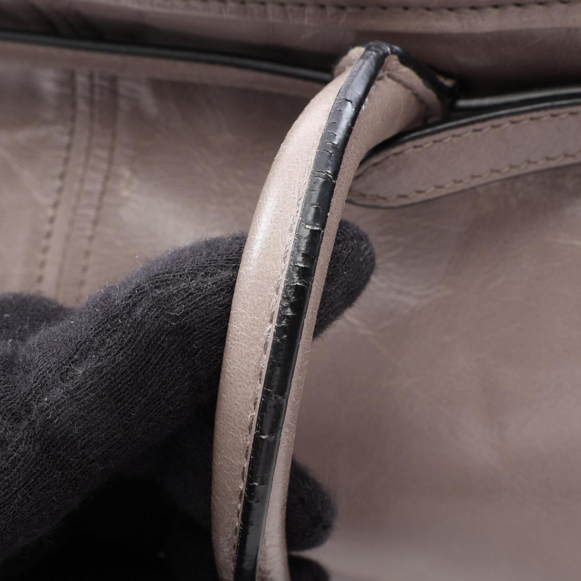 Prada Gray Leather Handbag (Pre-Owned)