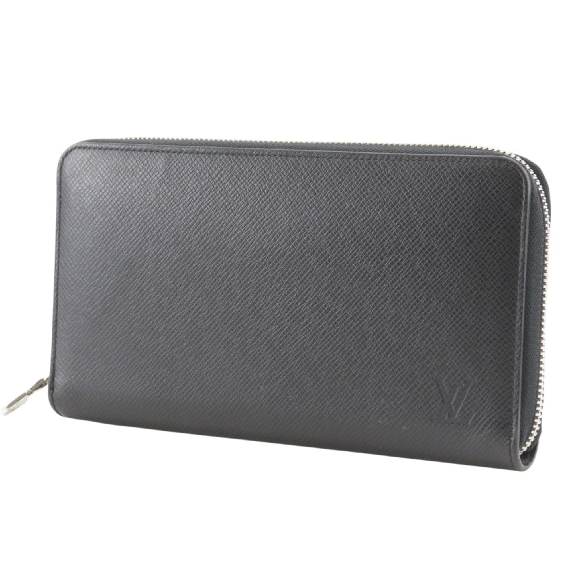 Louis Vuitton Black Noir Taiga Leather Long Wallet (Bi-Fold) (Pre-Owned)