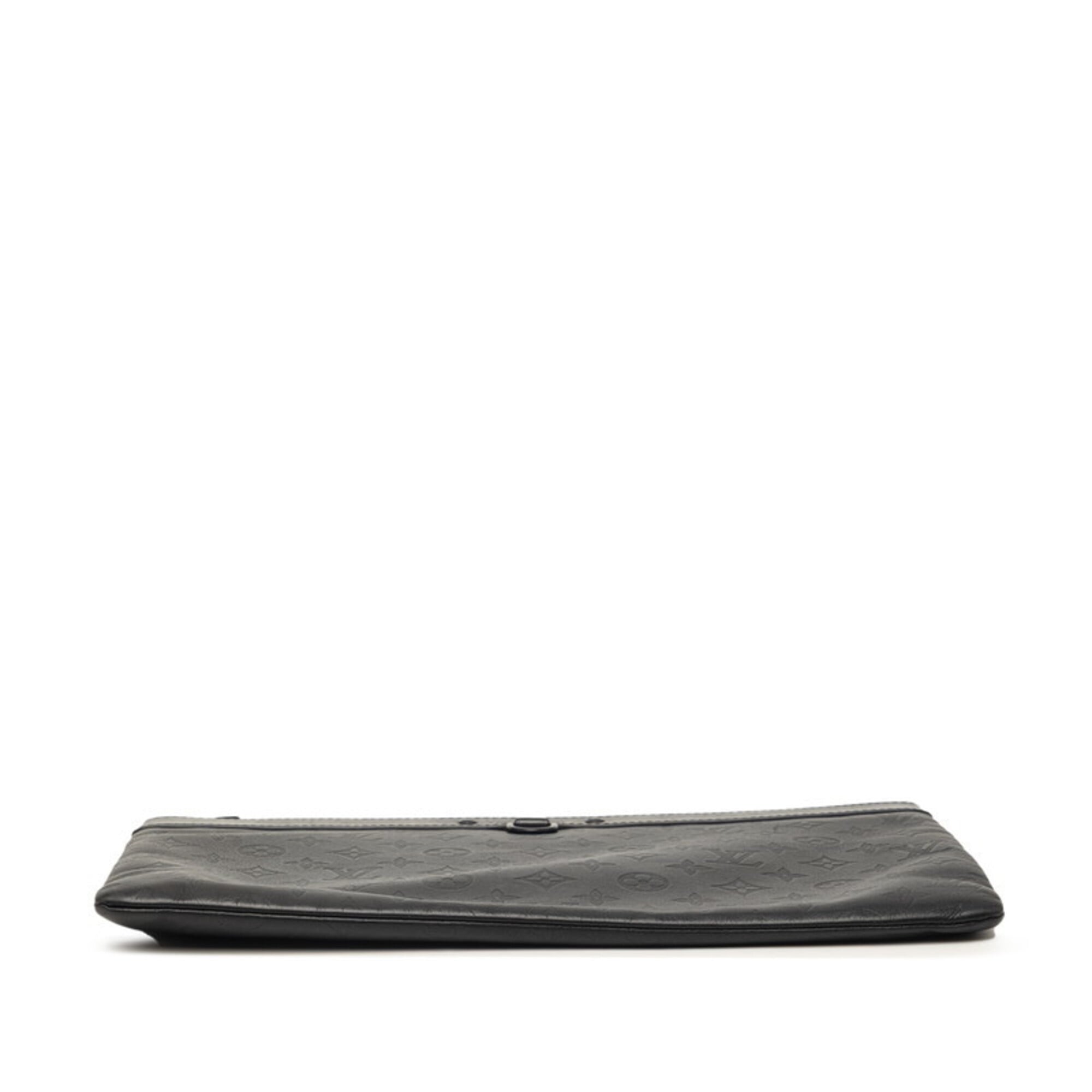Louis Vuitton Black Noir Leather Clutch Bag (Pre-Owned)