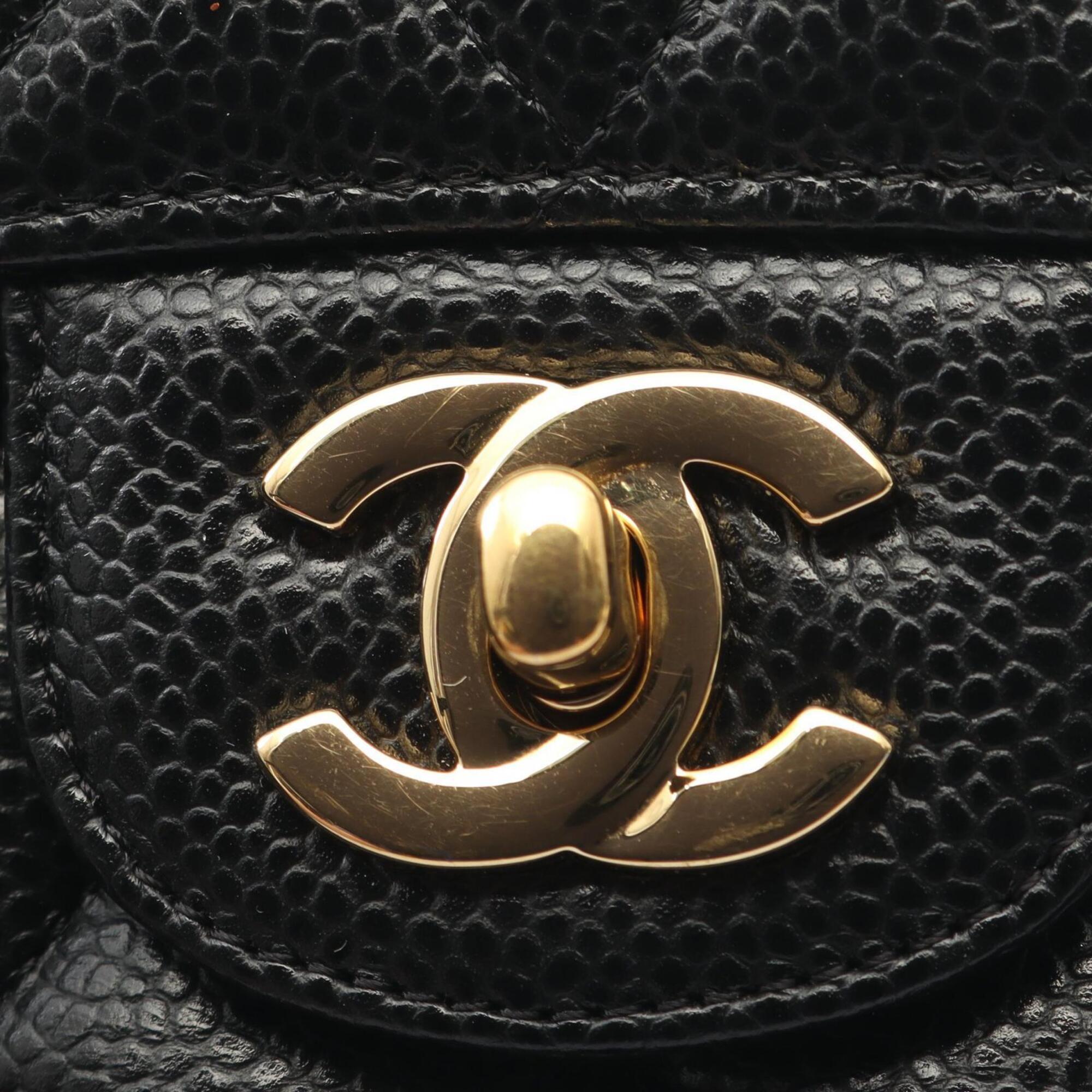 Chanel Black Grained Calfskin Handbag Shoulder Bag (Pre-Owned)