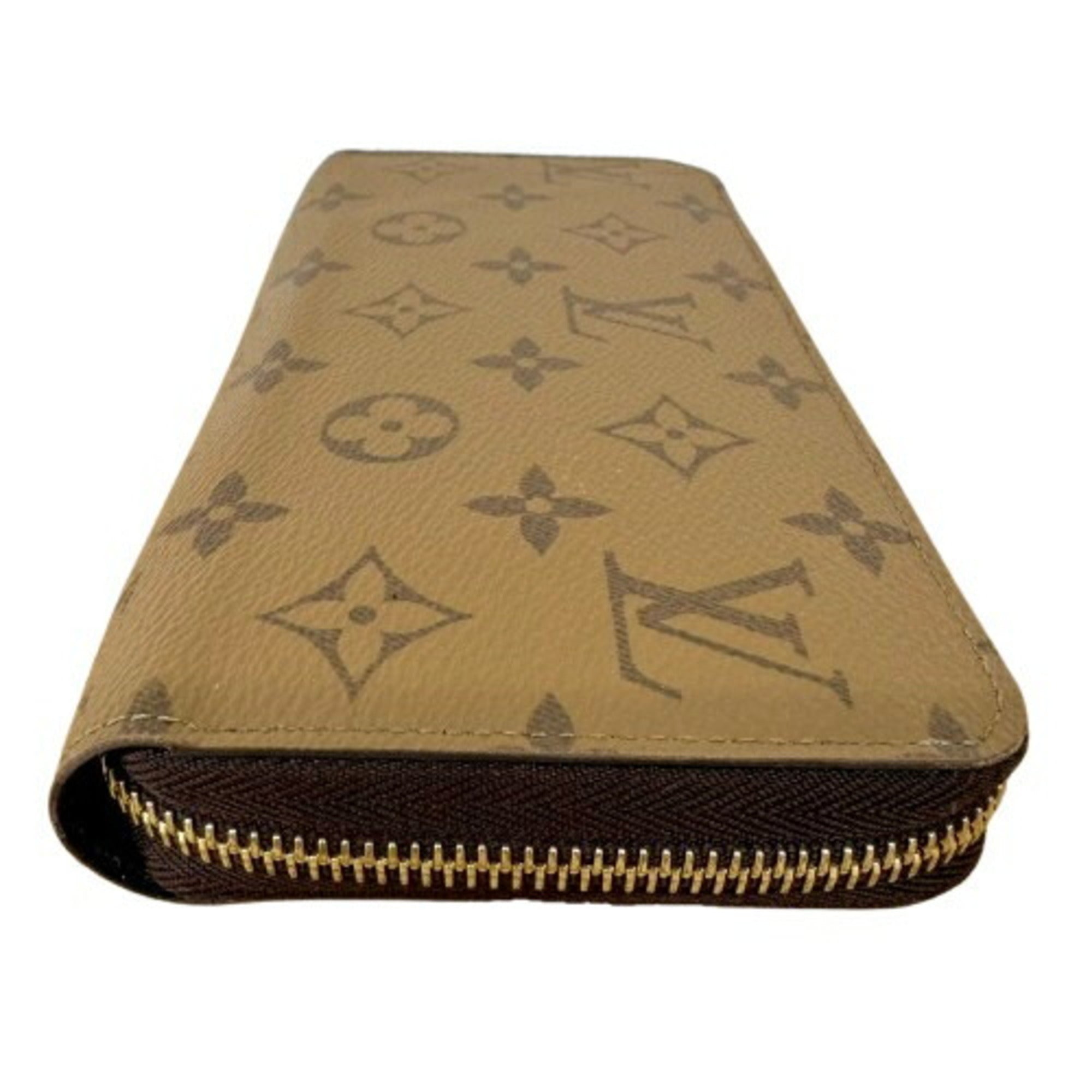 Louis Vuitton Monogram Reverse Brown Leather Long Wallet (Bi-Fold) (Pre-Owned)