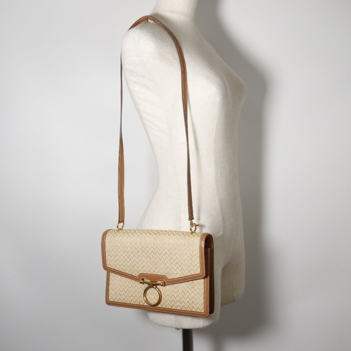 Hermes Canvas Shoulder Bag (Pre-Owned)