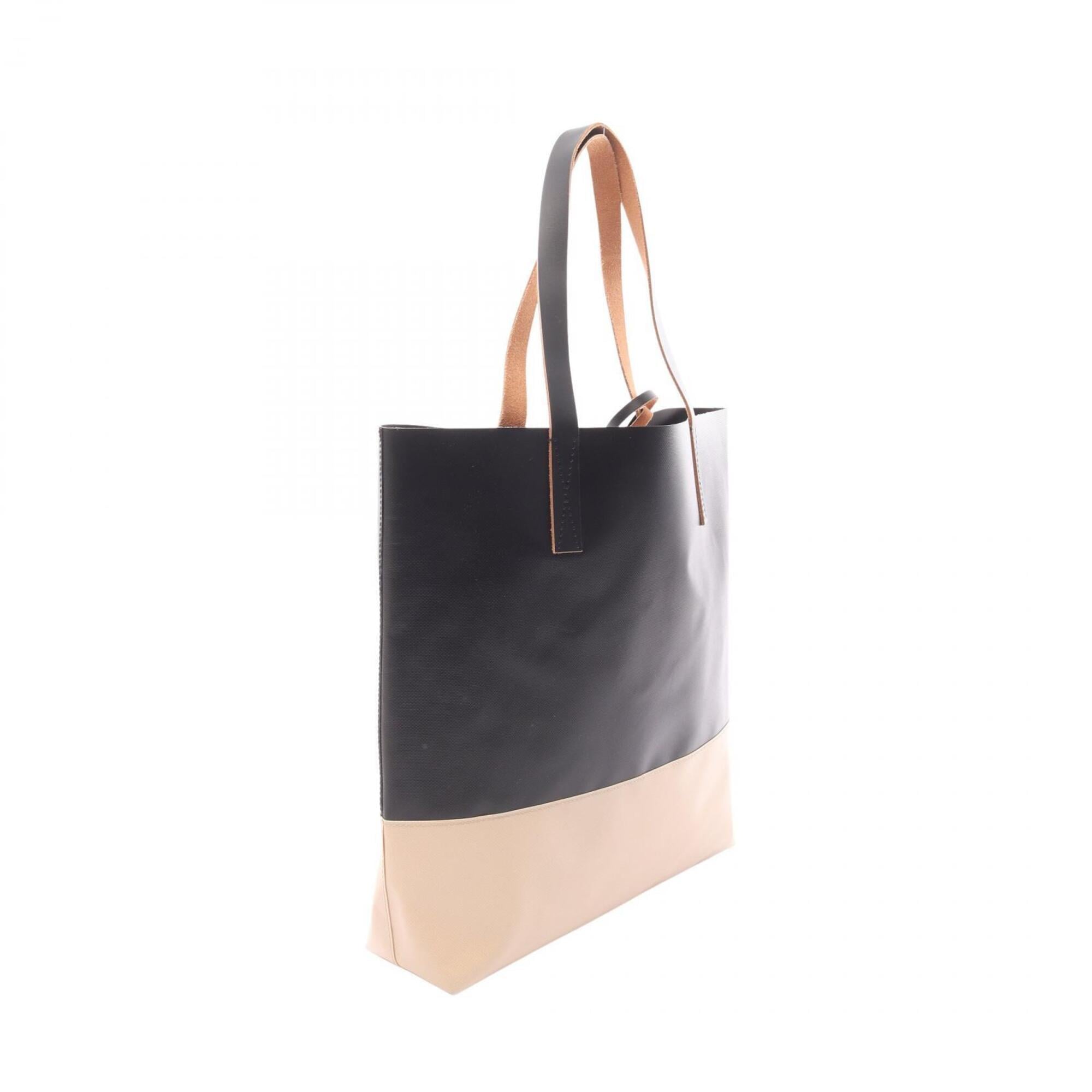 Marni Beige Black Coated Canvas Pvc Leather Handbag Tote Bag (Pre-Owned)