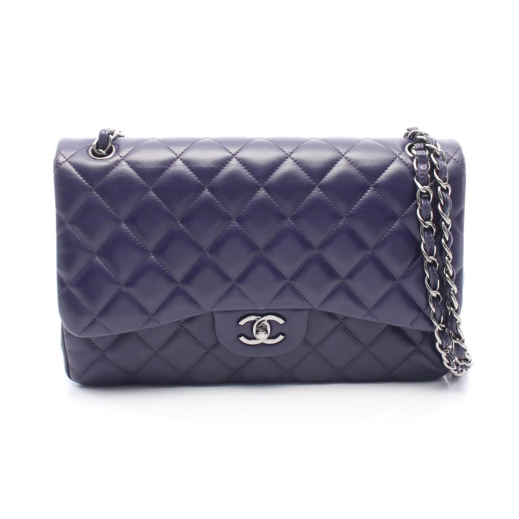 Chanel Purple Leather Handbag Shoulder Bag (Pre-Owned)