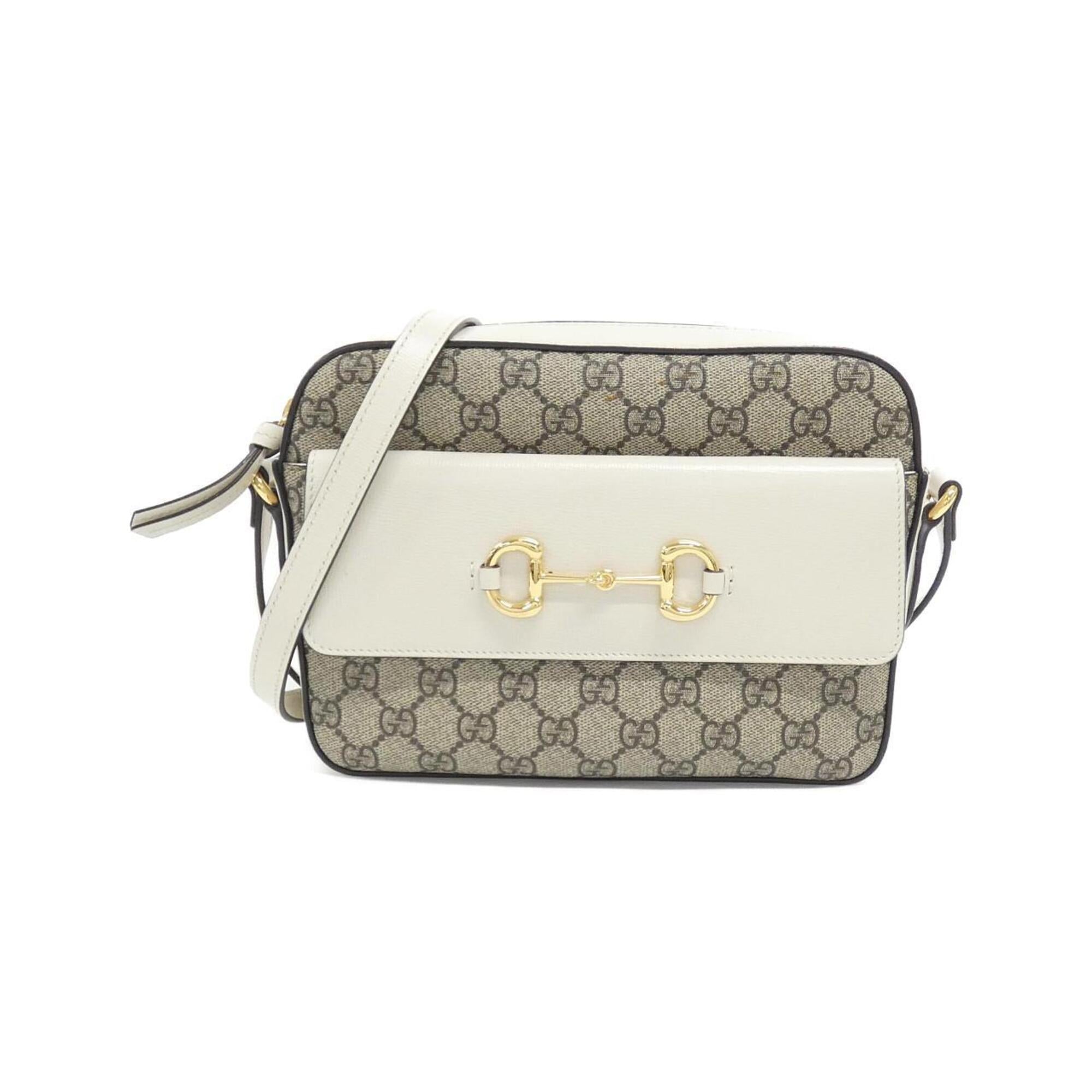 Gucci Beige White Gg Supreme Leather Shoulder Bag (Pre-Owned)