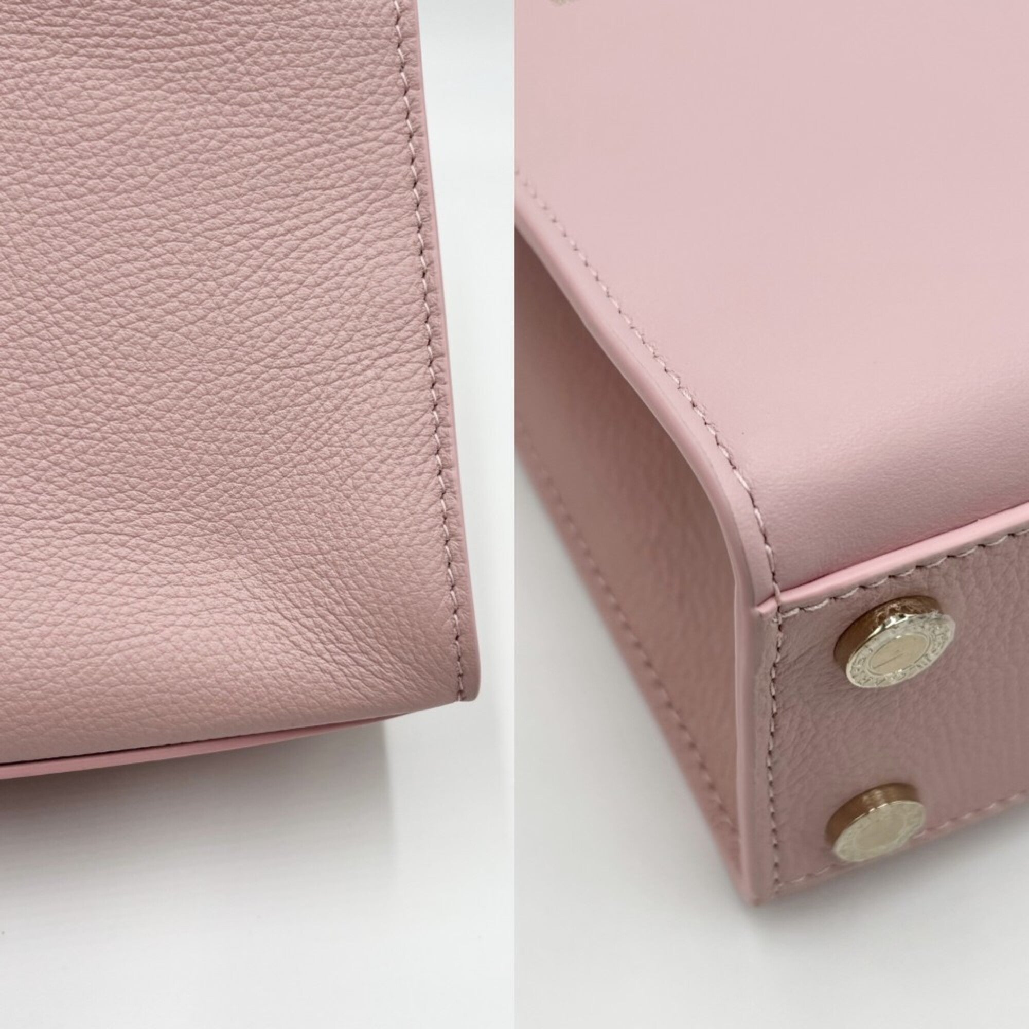 Bvlgari Pink Leather Handbag Shoulder Bag Tote Bag (Pre-Owned)