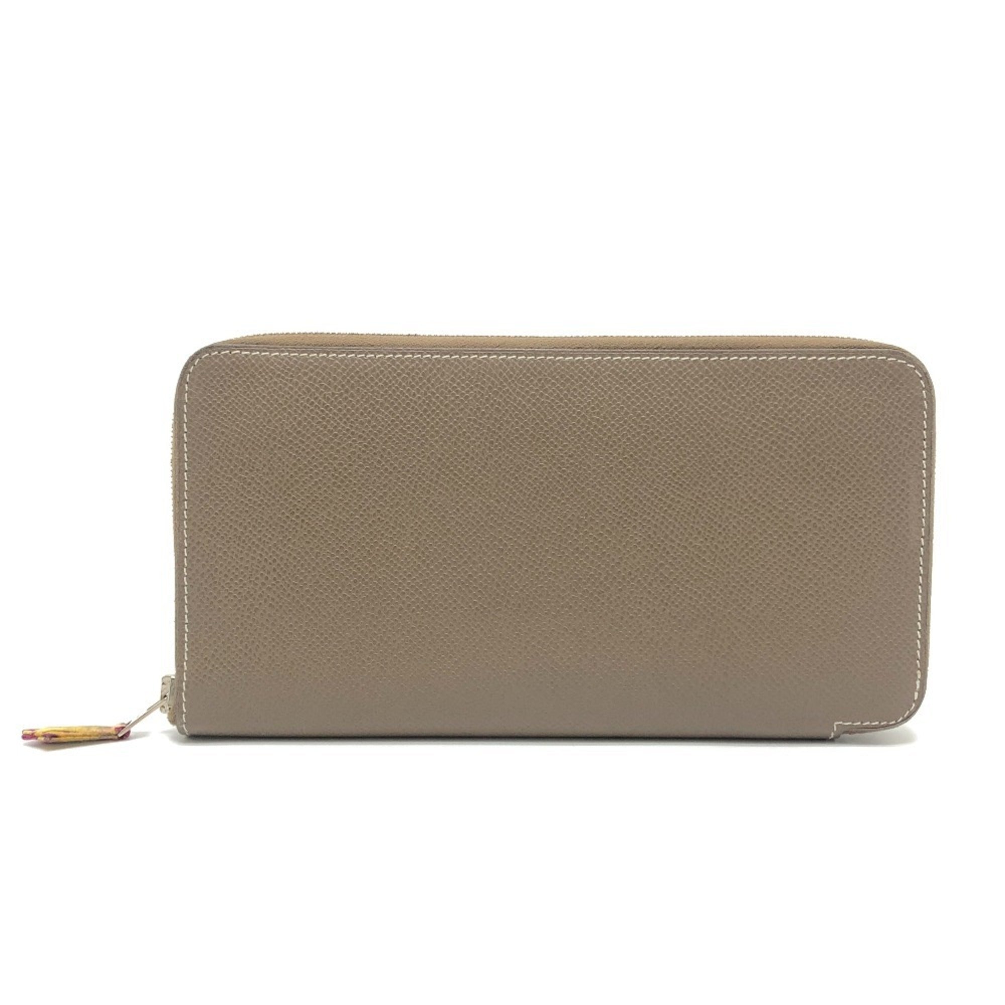Hermes Brown Etoupe Gray Epsom Leather Long Wallet (Bi-Fold) (Pre-Owned)