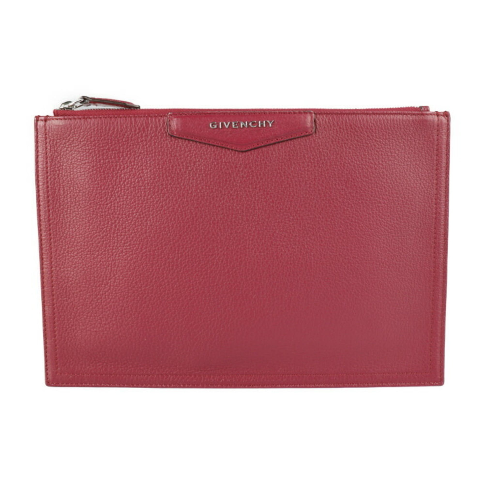 Givenchy Bordeaux Leather Clutch Bag Handbag Pouch (Pre-Owned)