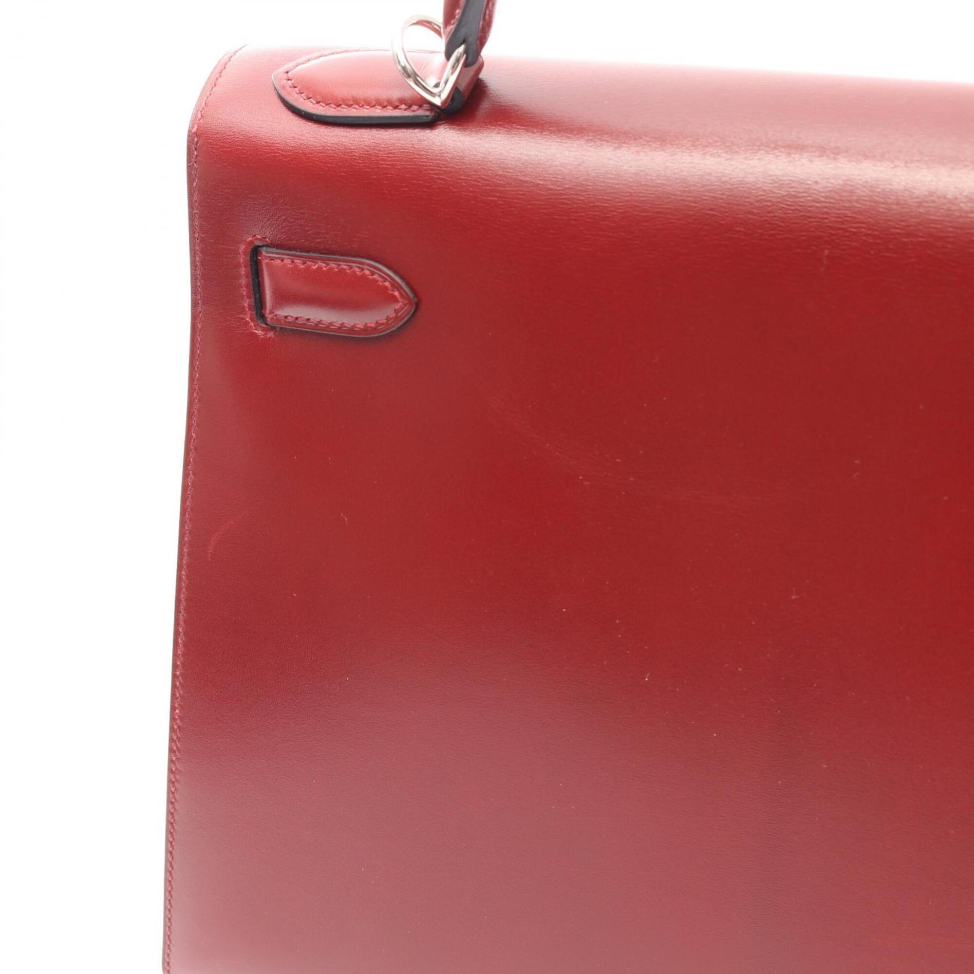 Hermes Bordeaux Box Calf Leather Handbag (Pre-Owned)