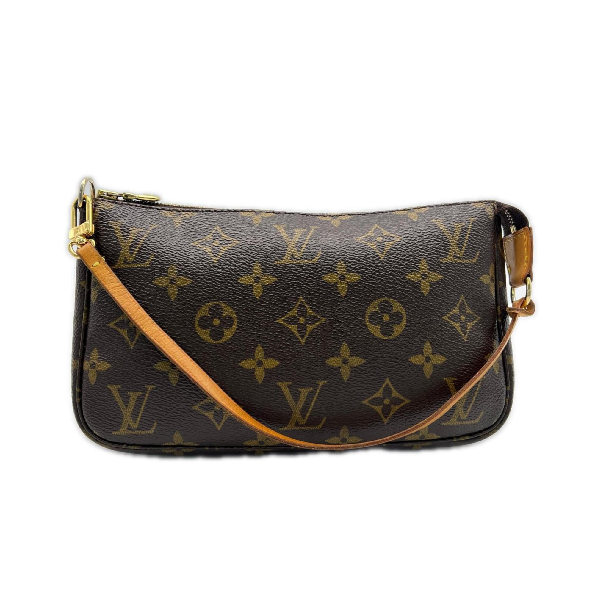 Louis Vuitton Monogram Beige Brown Coated Canvas Leather Handbag (Pre-Owned)