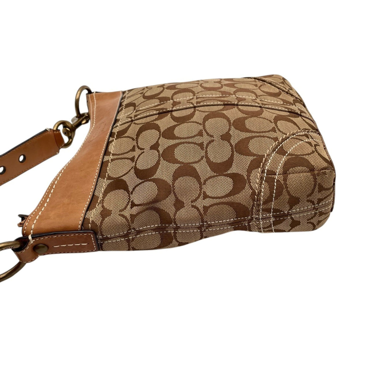 Coach Beige Light Brown Canvas Leather Shoulder Bag (Pre-Owned)