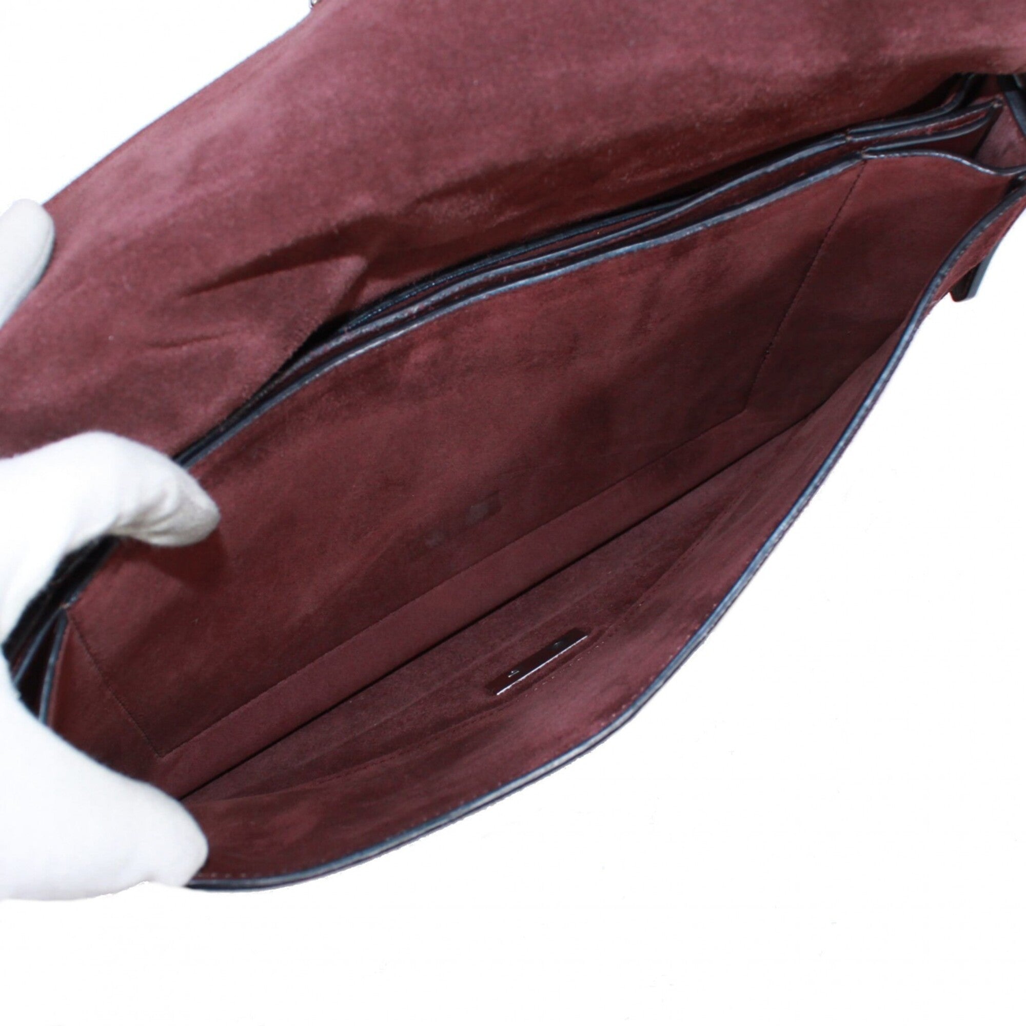Celine Bordeaux Leather Suede Clutch Bag Shoulder Bag (Pre-Owned)