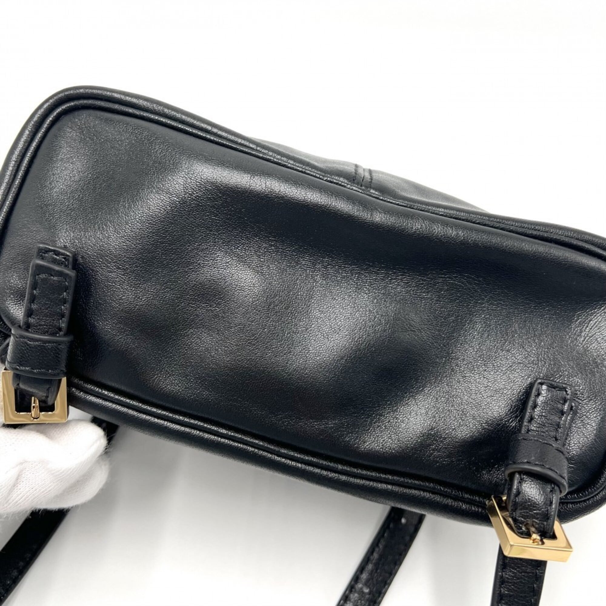 Versace Black Leather Handbag Shoulder Bag (Pre-Owned)