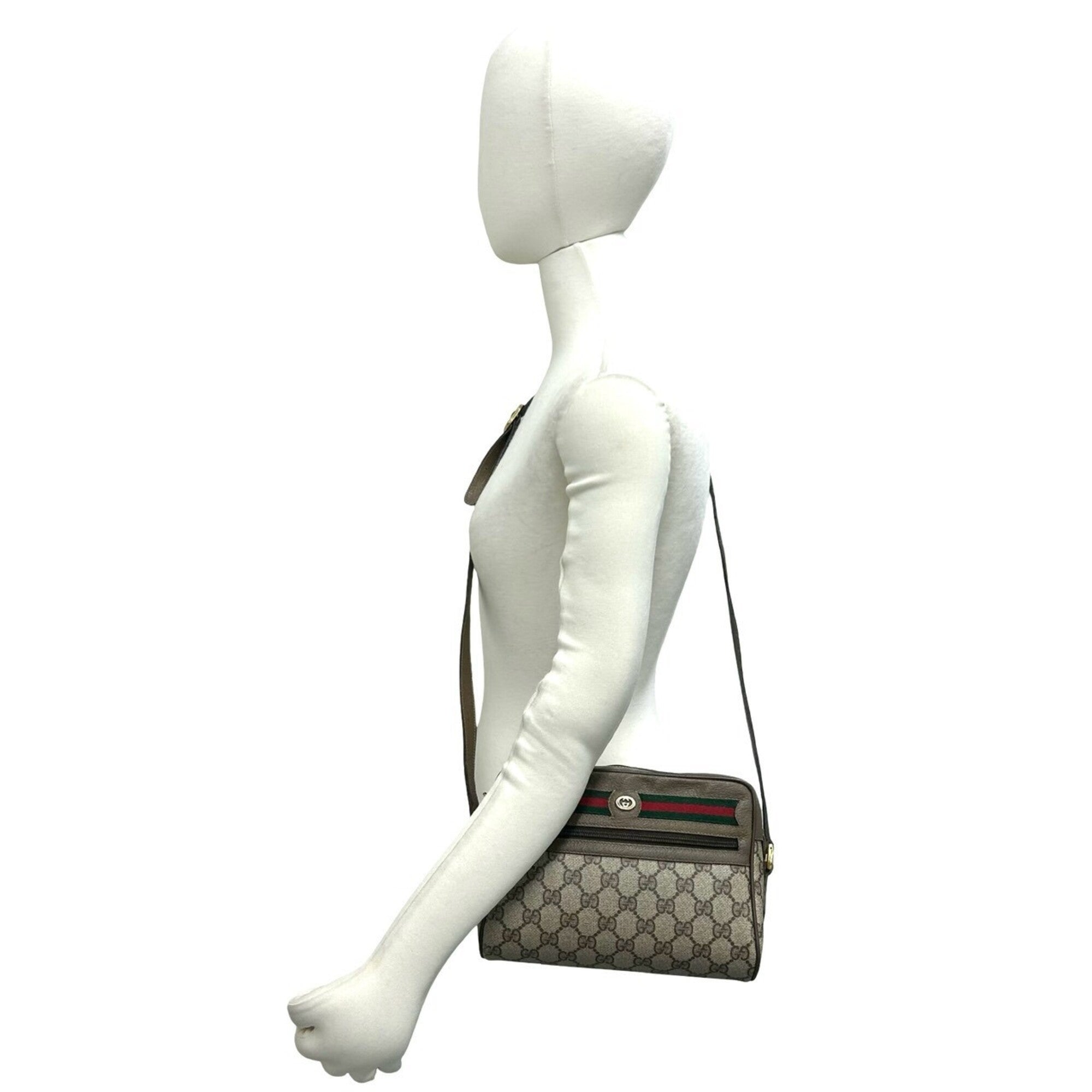 Gucci Brown Green Red Color Leather Pvc Pochette Shoulder Bag (Pre-Owned)