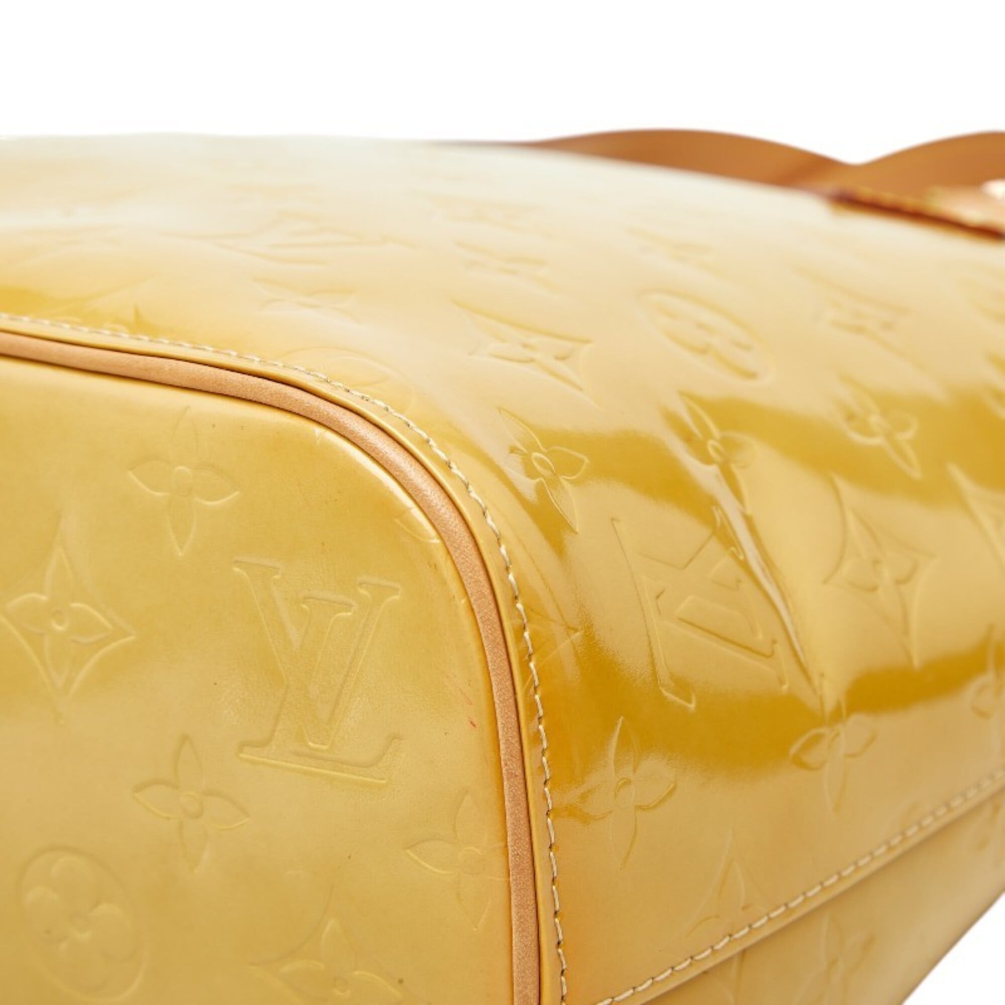 Louis Vuitton Yellow Patent Leather Handbag Tote Bag (Pre-Owned)