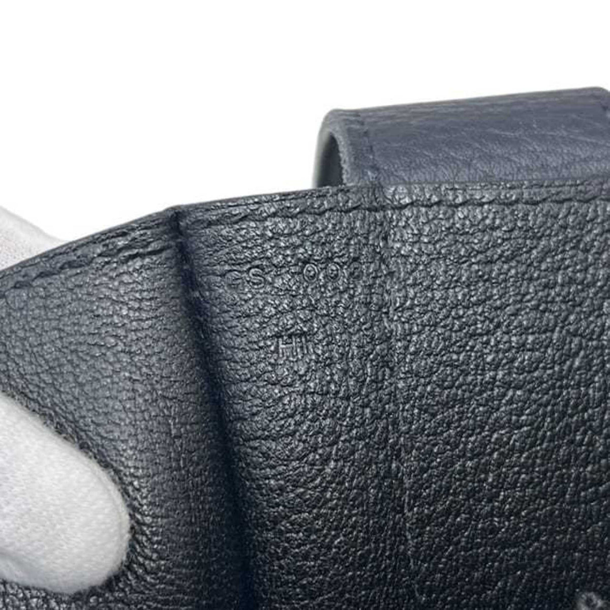 Hermes Black Dark Navy Navy Chevre Leather Leather Shoulder Bag (Pre-Owned)