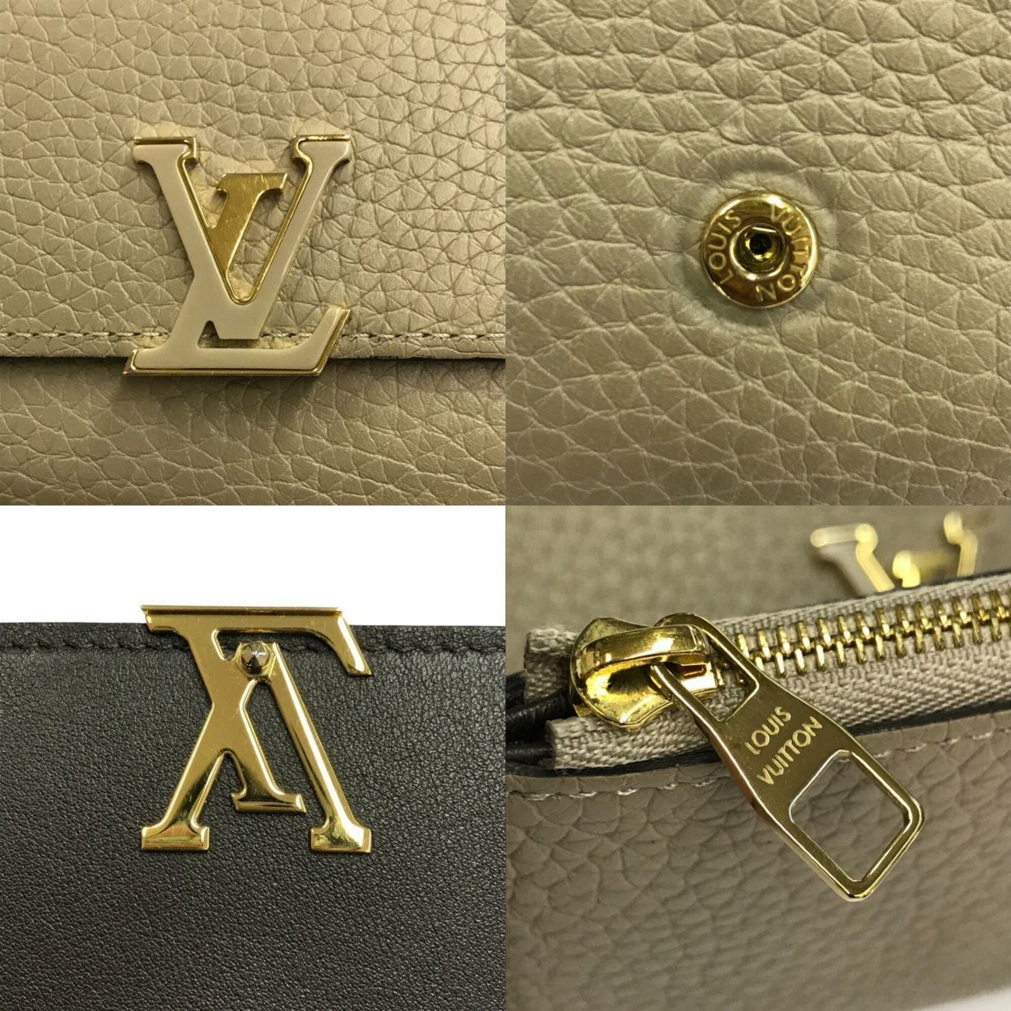 Louis Vuitton Beige Leather Wallet (Tri-Fold) (Pre-Owned)