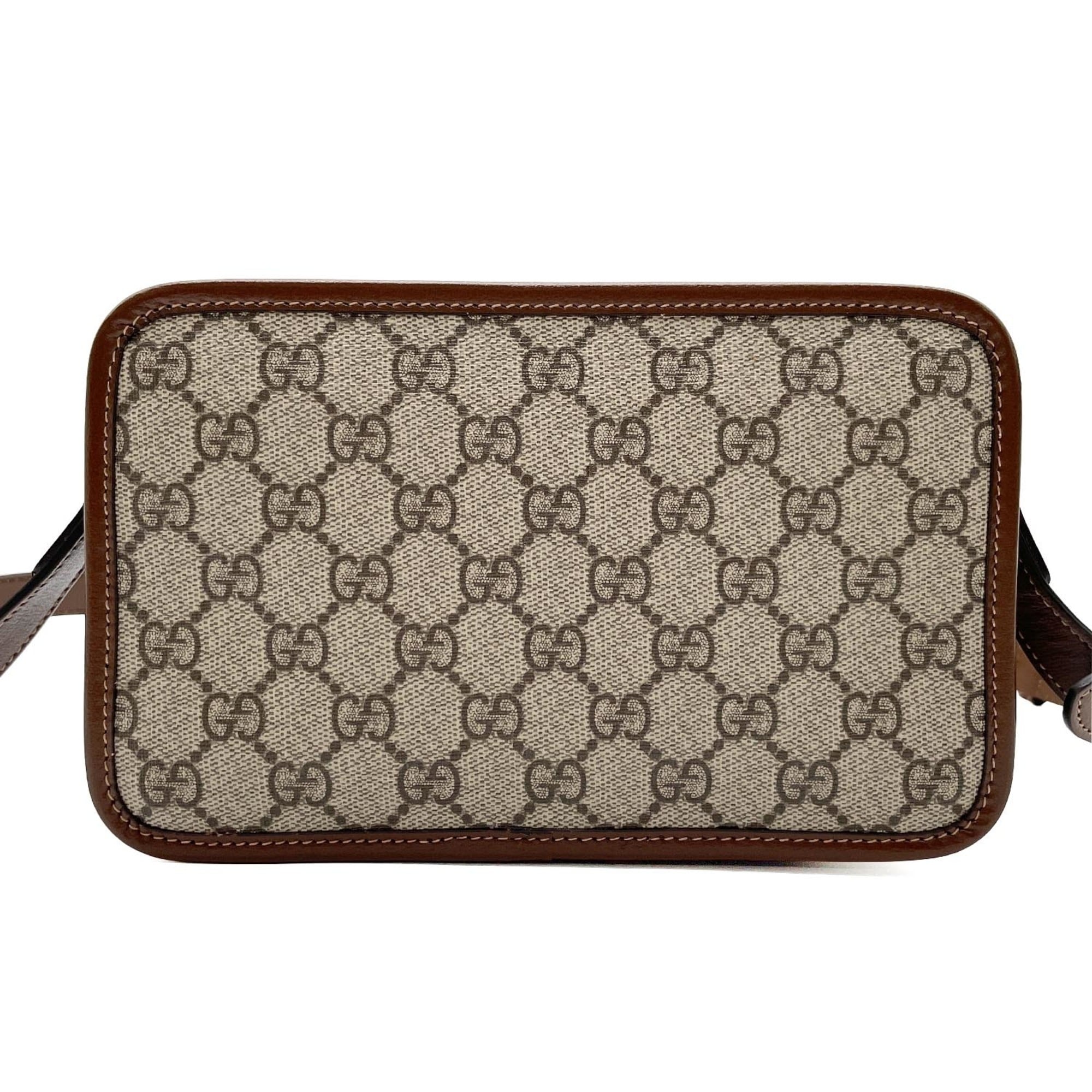 Gucci Brown Gray Pvc Leather Pochette Shoulder Bag (Pre-Owned)
