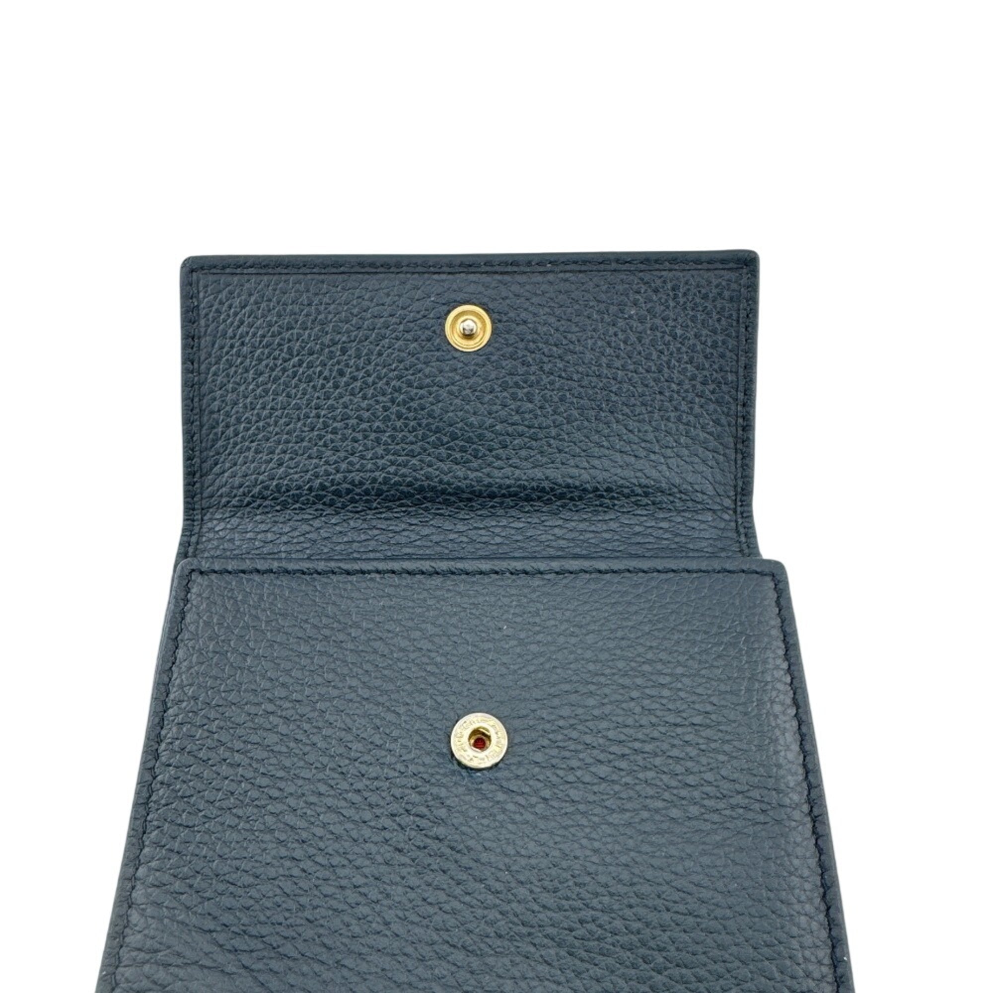 Celine Navy Red Color Leather Wallet (Tri-Fold) (Pre-Owned)