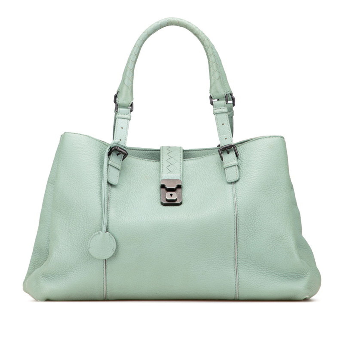 Bottega Veneta Intrecciato Green Leather Handbag (Pre-Owned)