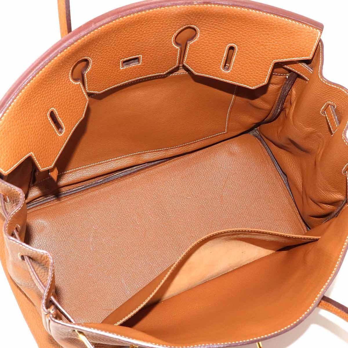 Hermes Birkin Gold Taurillon Clemence Leather Handbag (Pre-Owned)