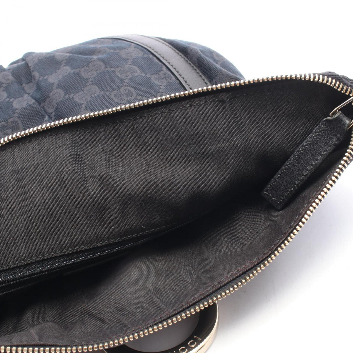 Gucci Black Gg Canvas Leather Handbag Shoulder Bag (Pre-Owned)