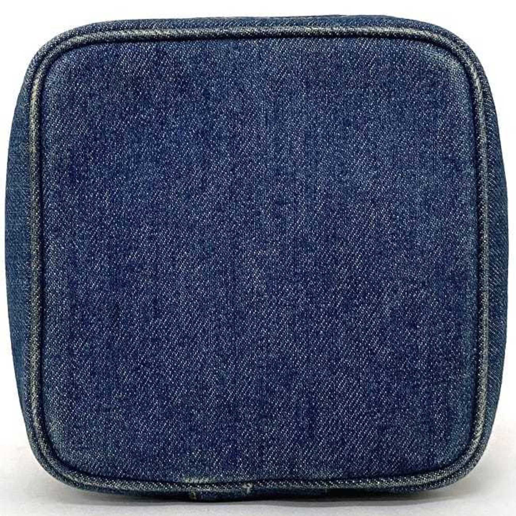 Chanel Denim Denim Leather Handbag Pouch Vanity Bag (Pre-Owned)
