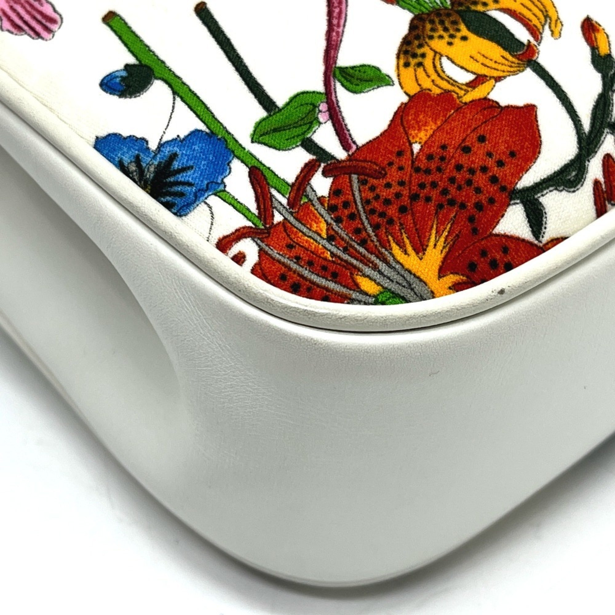 Gucci Flora Multi-Color White Canvas Leather Handbag (Pre-Owned)