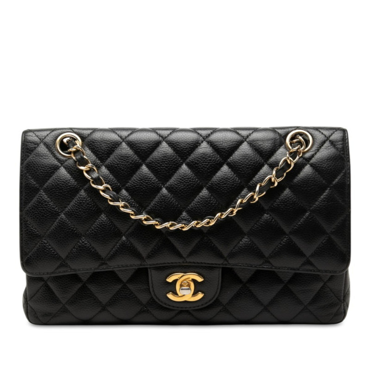 Chanel Matelasse Black Grained Calfskin Shoulder Bag (Pre-Owned)