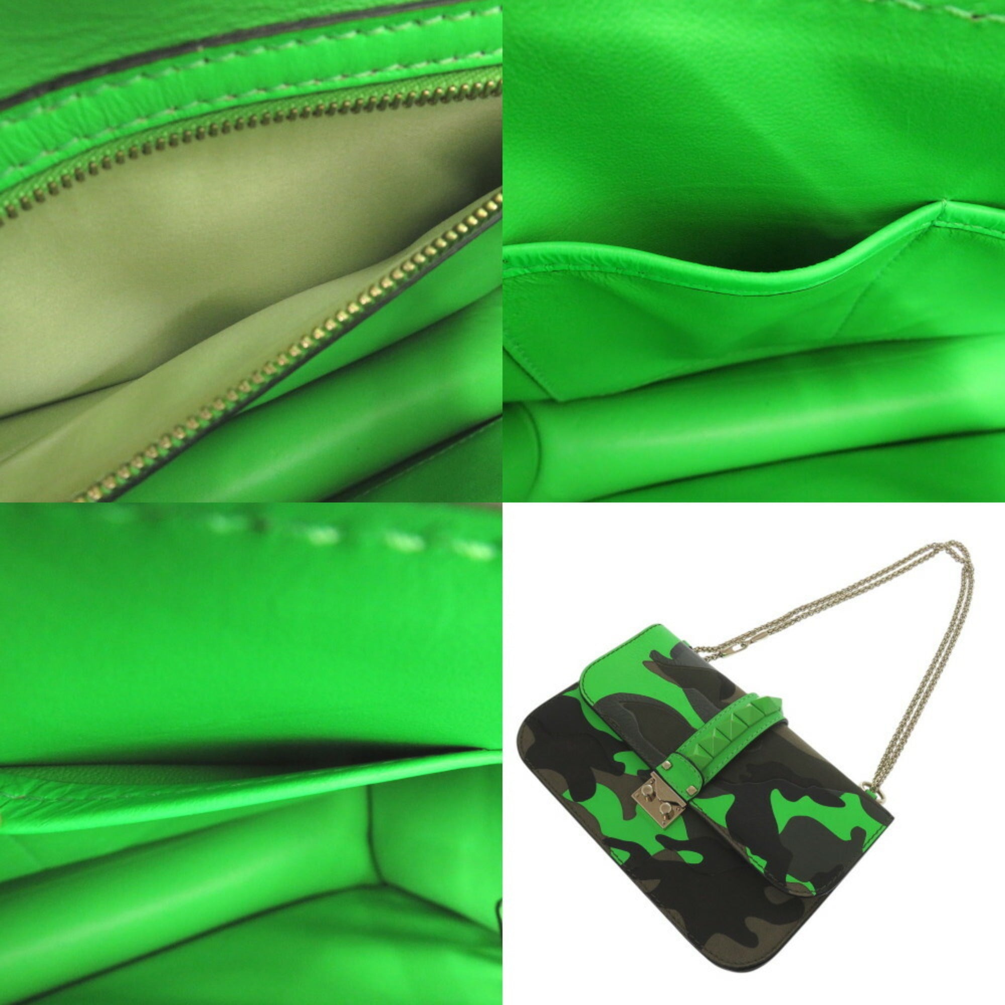 Valentino Garavani Camouflage Green Canvas Leather Shoulder Bag (Pre-Owned)