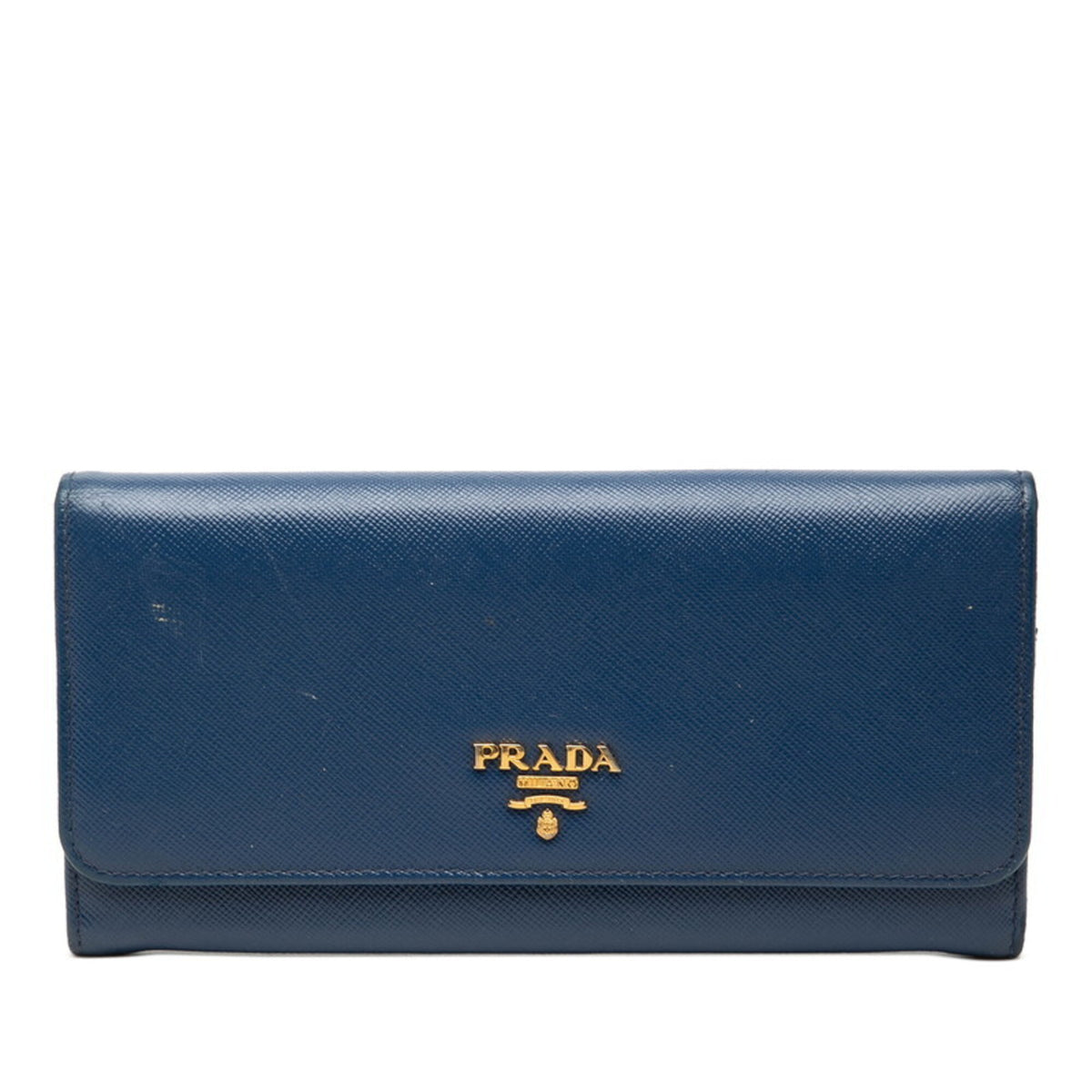 Prada Blue Leather Long Wallet (Bi-Fold) (Pre-Owned)