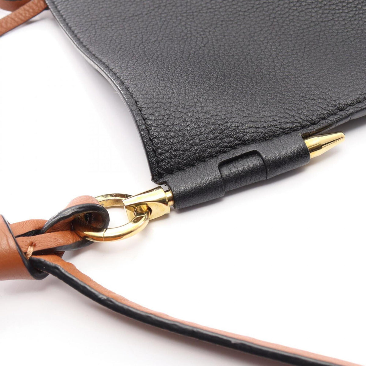 Loewe Black Brown Raffia Leather Handbag Shoulder Bag (Pre-Owned)