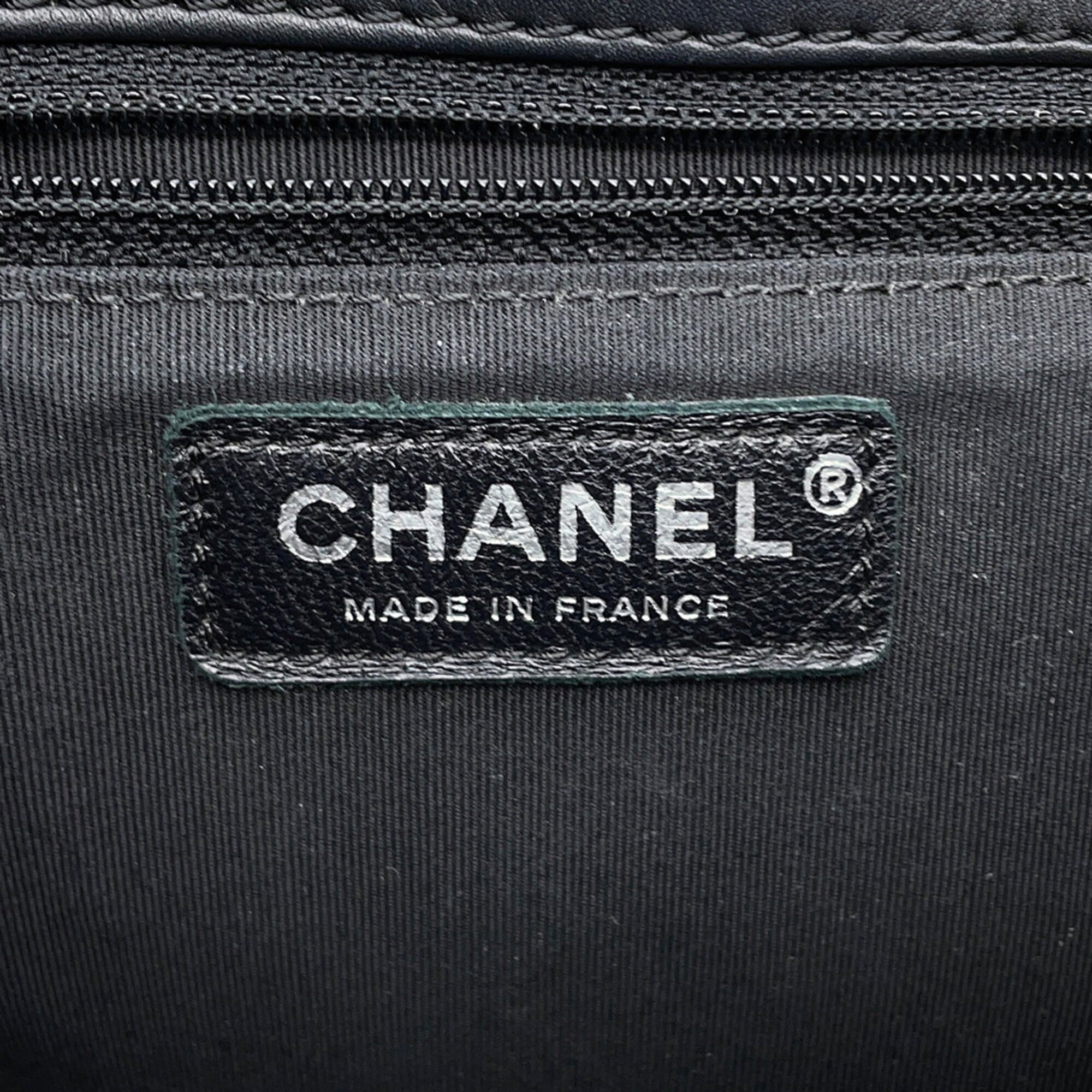 Chanel Black Gray Tweed Handbag (Pre-Owned)
