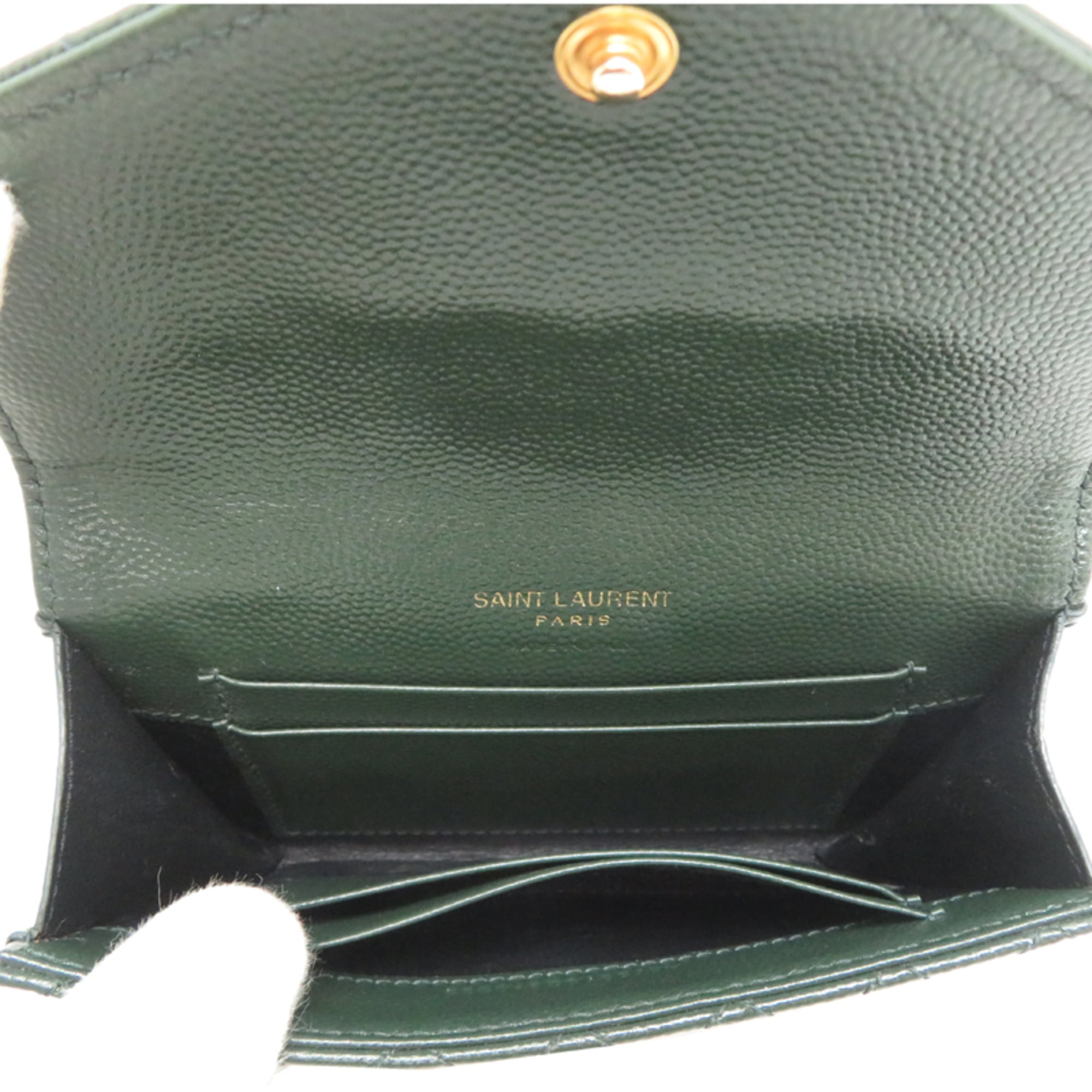 Saint Laurent Dark Green Leather Wallet (Bi-Fold) (Pre-Owned)