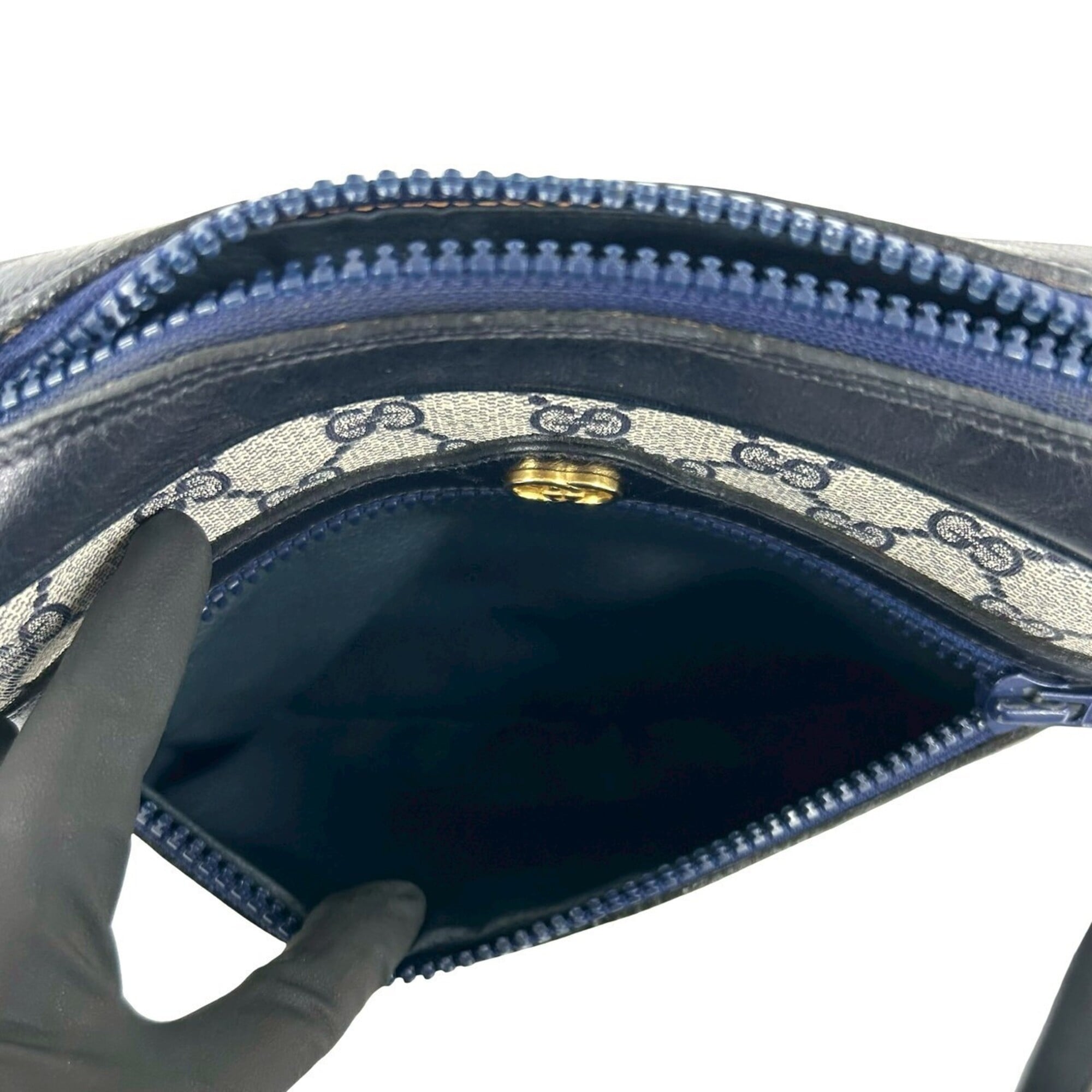 Gucci Navy Red Color Leather Pvc Pochette Shoulder Bag (Pre-Owned)