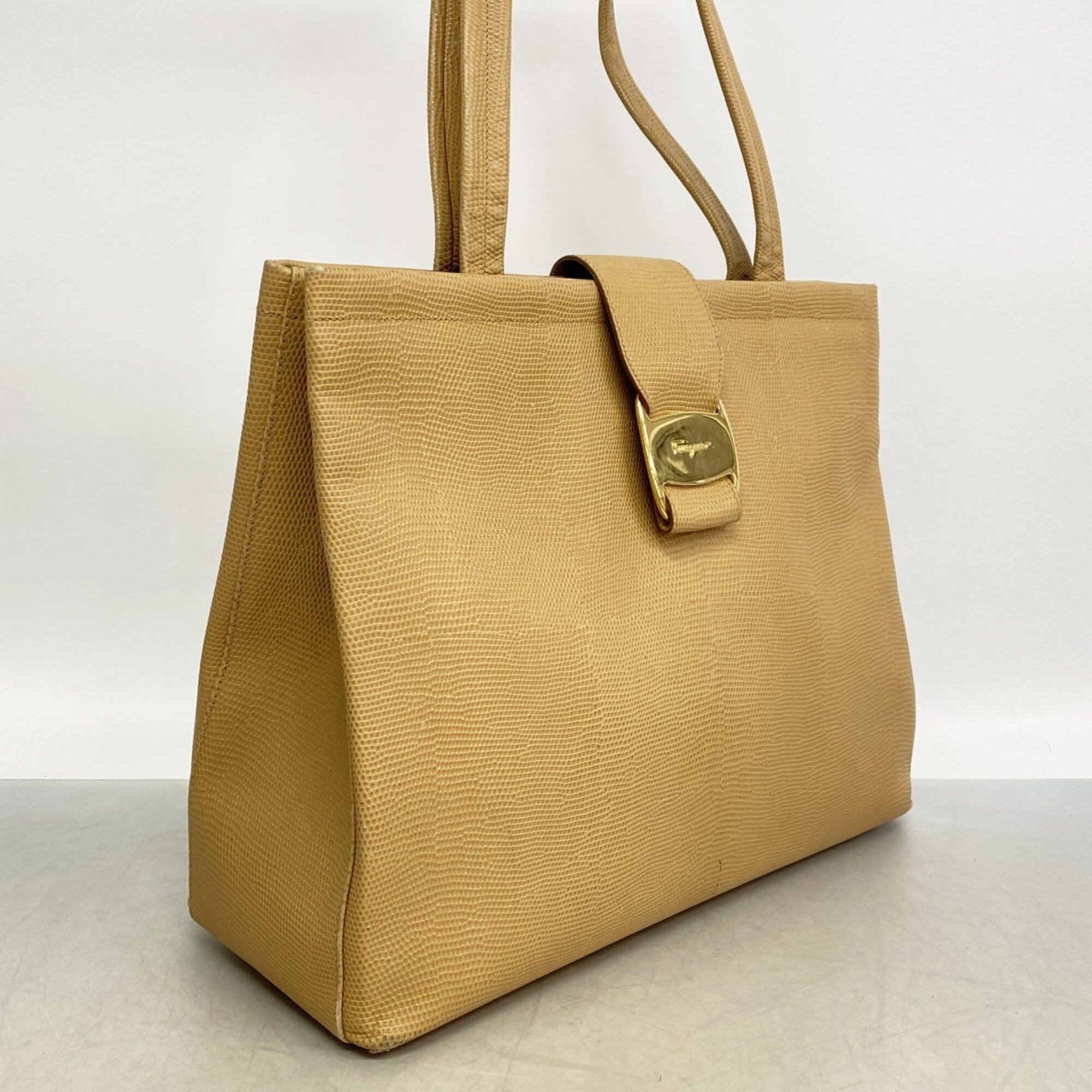 Salvatore Ferragamo Beige Leather Tote Bag (Pre-Owned)