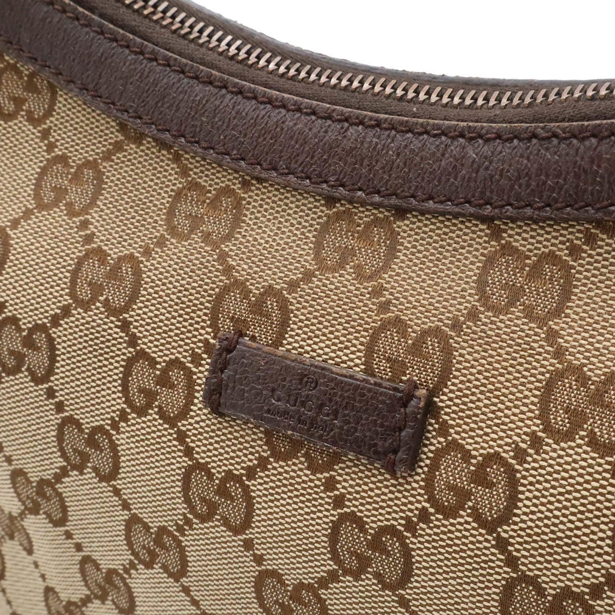 Gucci Gg Canvas Beige Brown Dark Brown Green Khaki Red Color Canvas Leather Shoulder Bag (Pre-Owned)