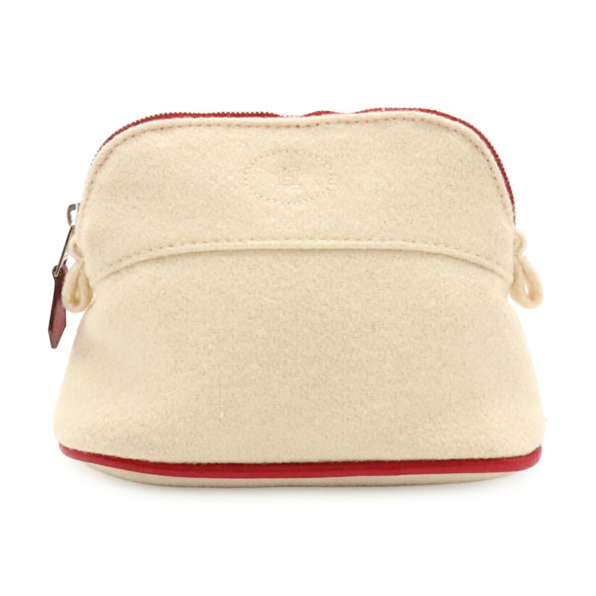 Hermes Ivory Red Color Felt Leather Handbag Pouch (Pre-Owned)