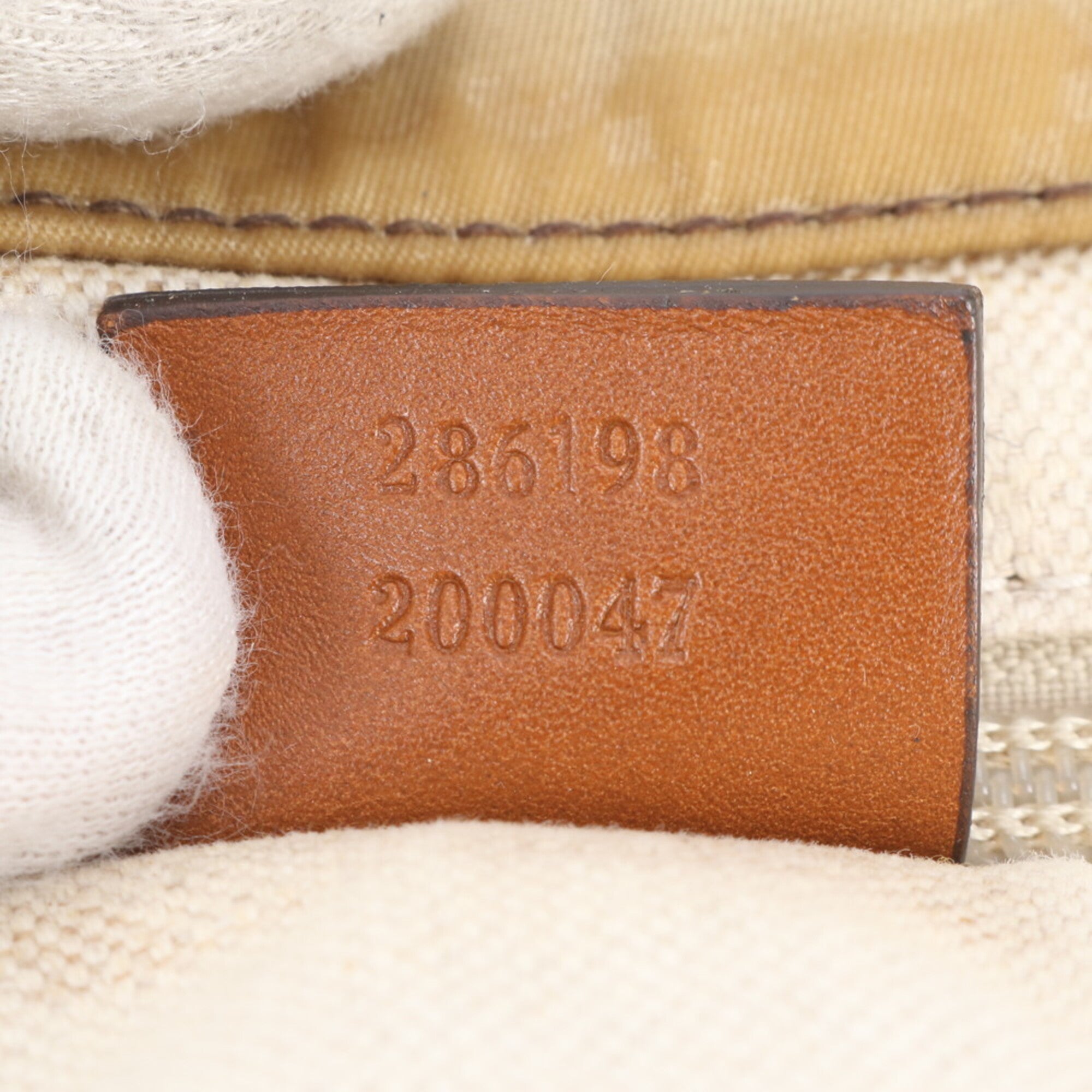 Gucci Beige Nylon Leather Handbag Tote Bag (Pre-Owned)