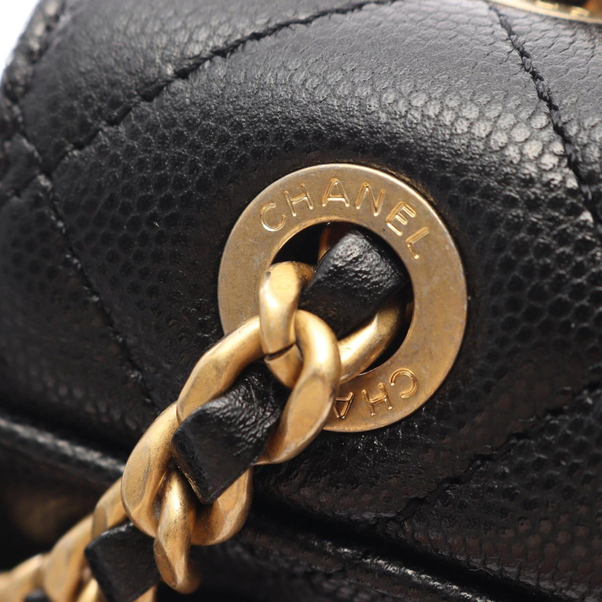 Chanel Black Grained Calfskin Backpack Handbag (Pre-Owned)