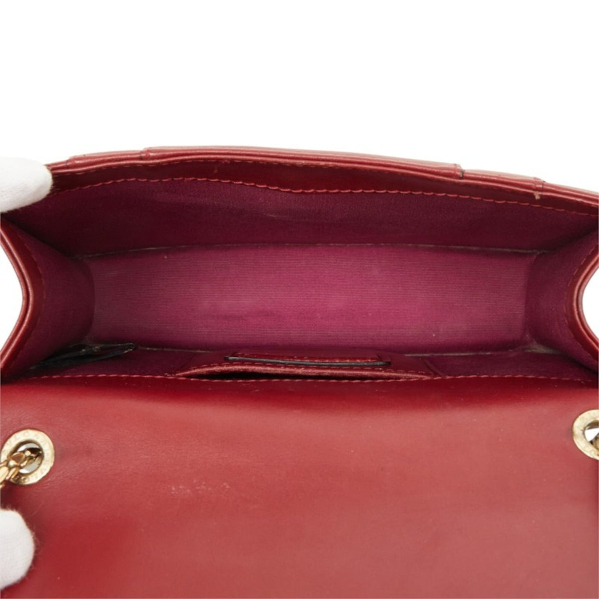 Bvlgari Red Color Wine Leather Shoulder Bag (Pre-Owned)